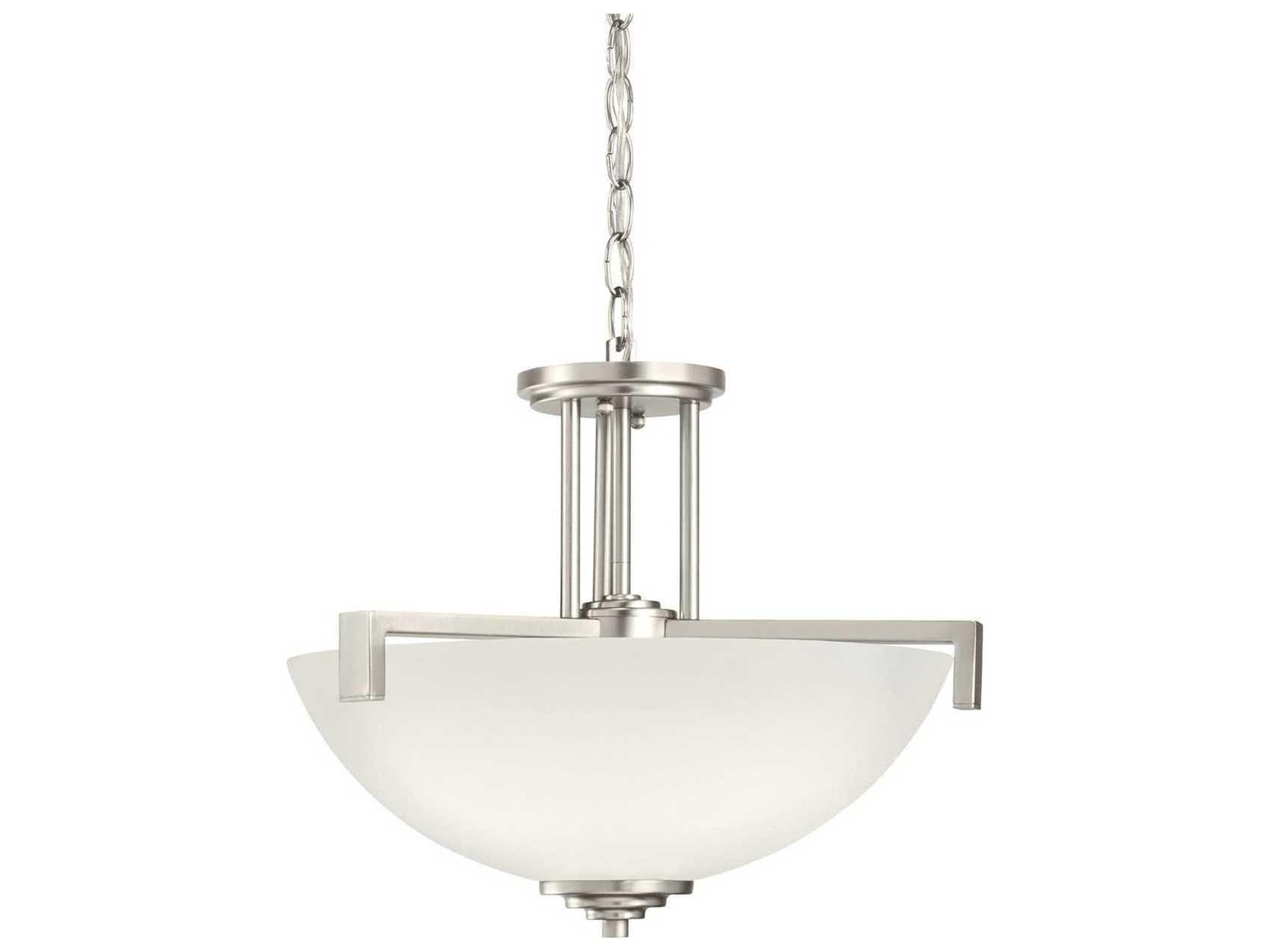 Eileen 3-Light Brushed Nickel Glass Bowl Round Pendant