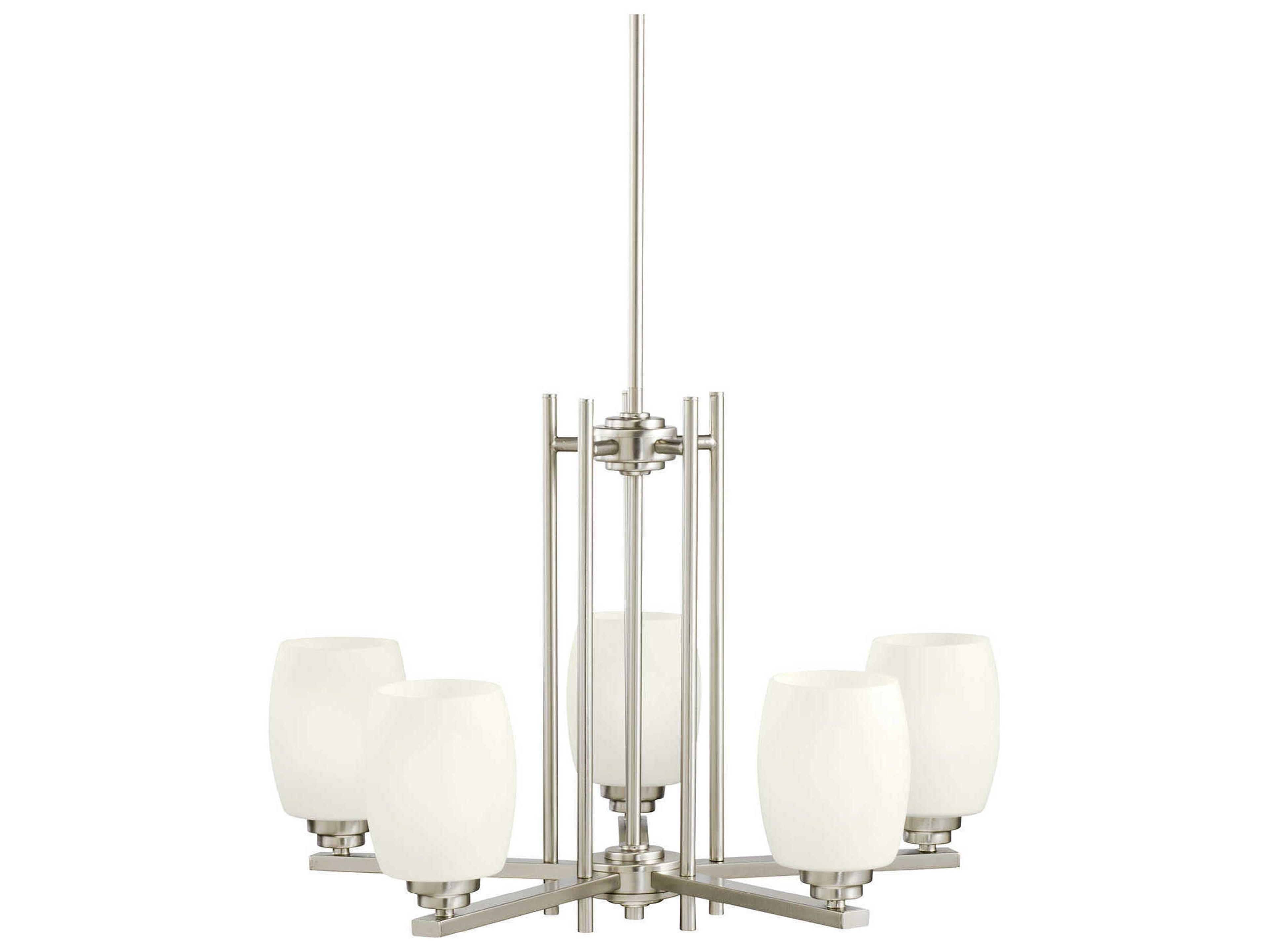 Eileen 5-Light Brushed Nickel Glass Cylinder Chandelier