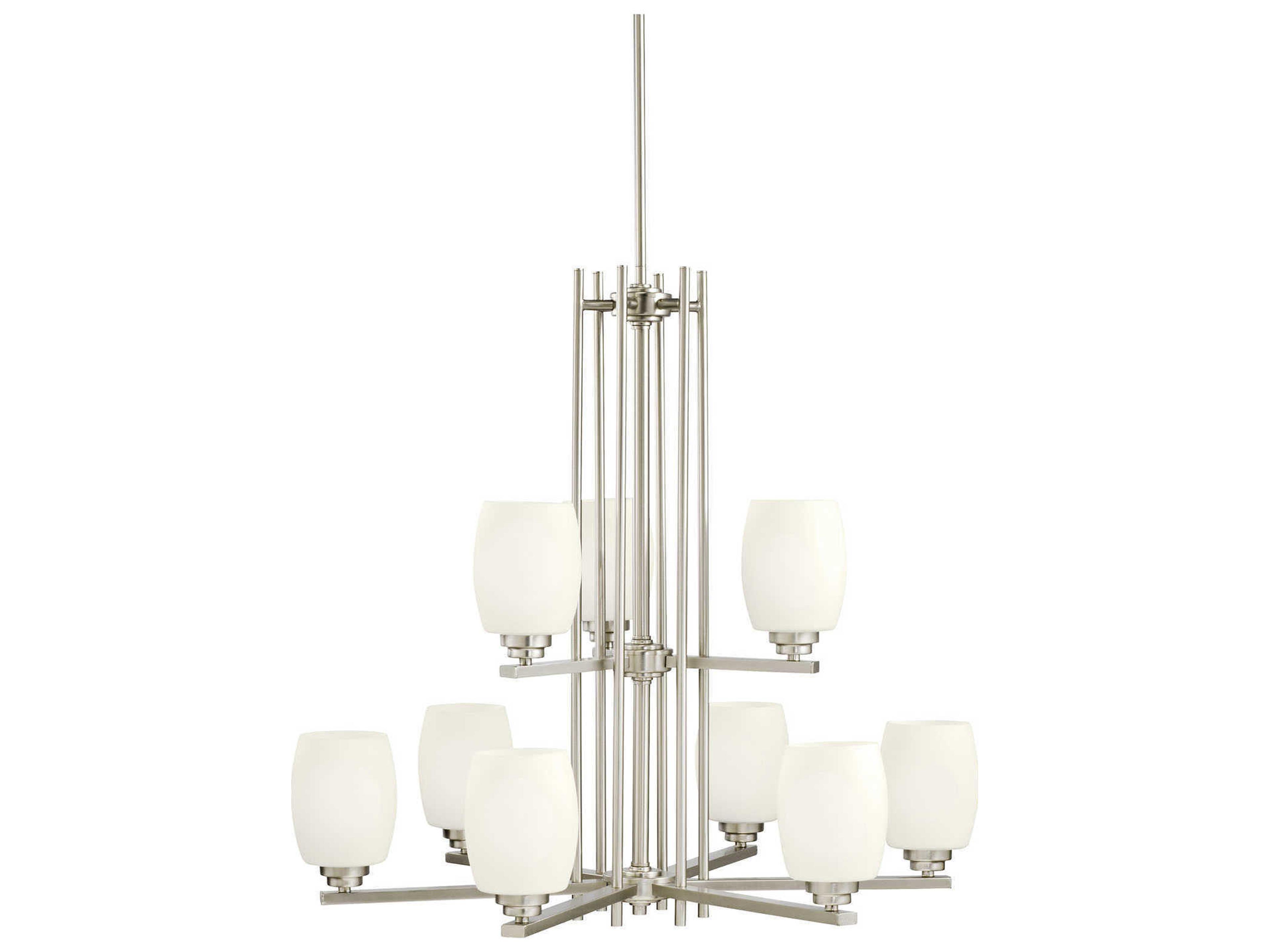 Kichler Eileen 9-Light Brushed Nickel Glass Cylinder Chandelier