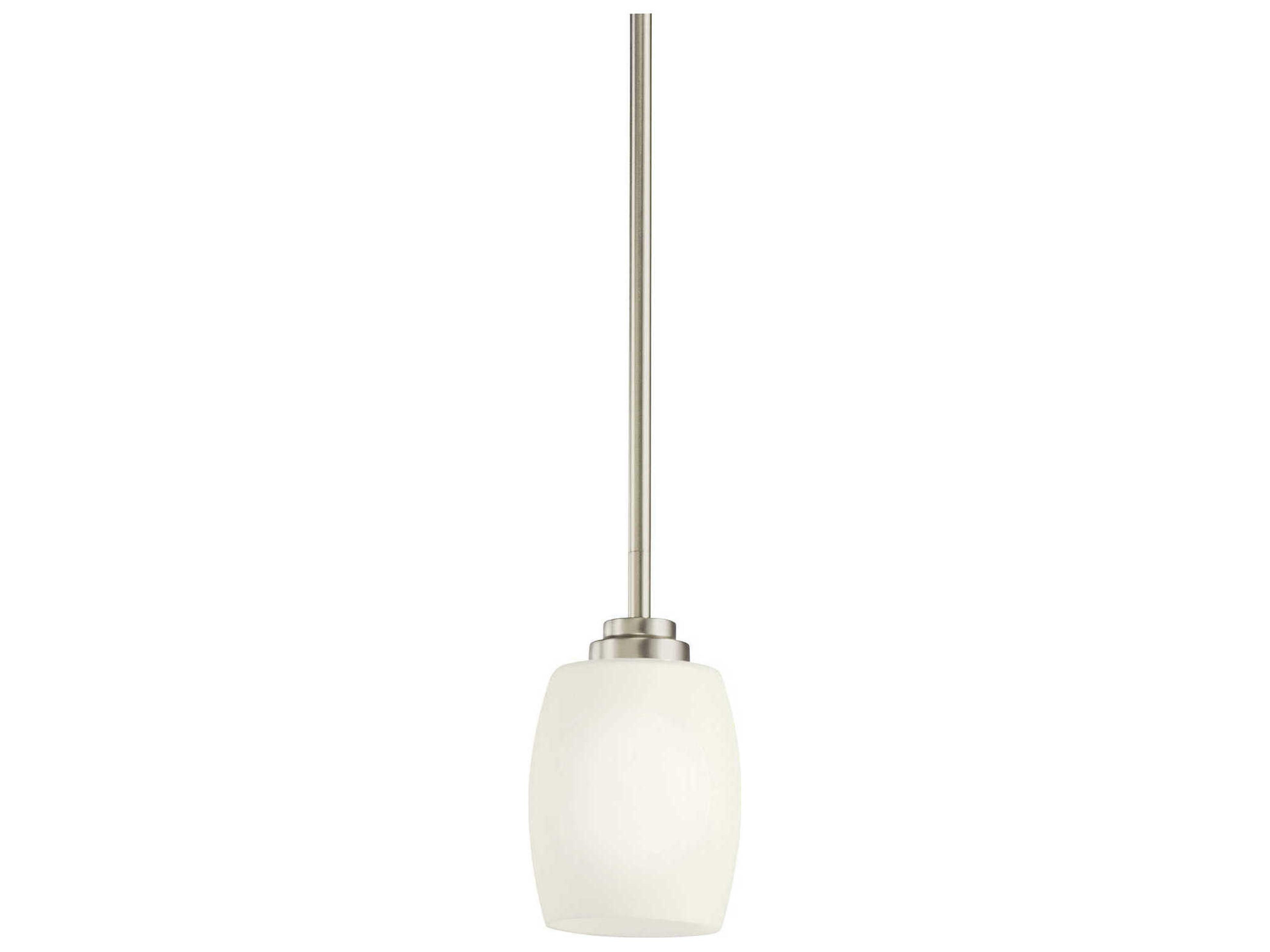 Eileen 1-Light Brushed Nickel Glass Cylinder Mini Pendant