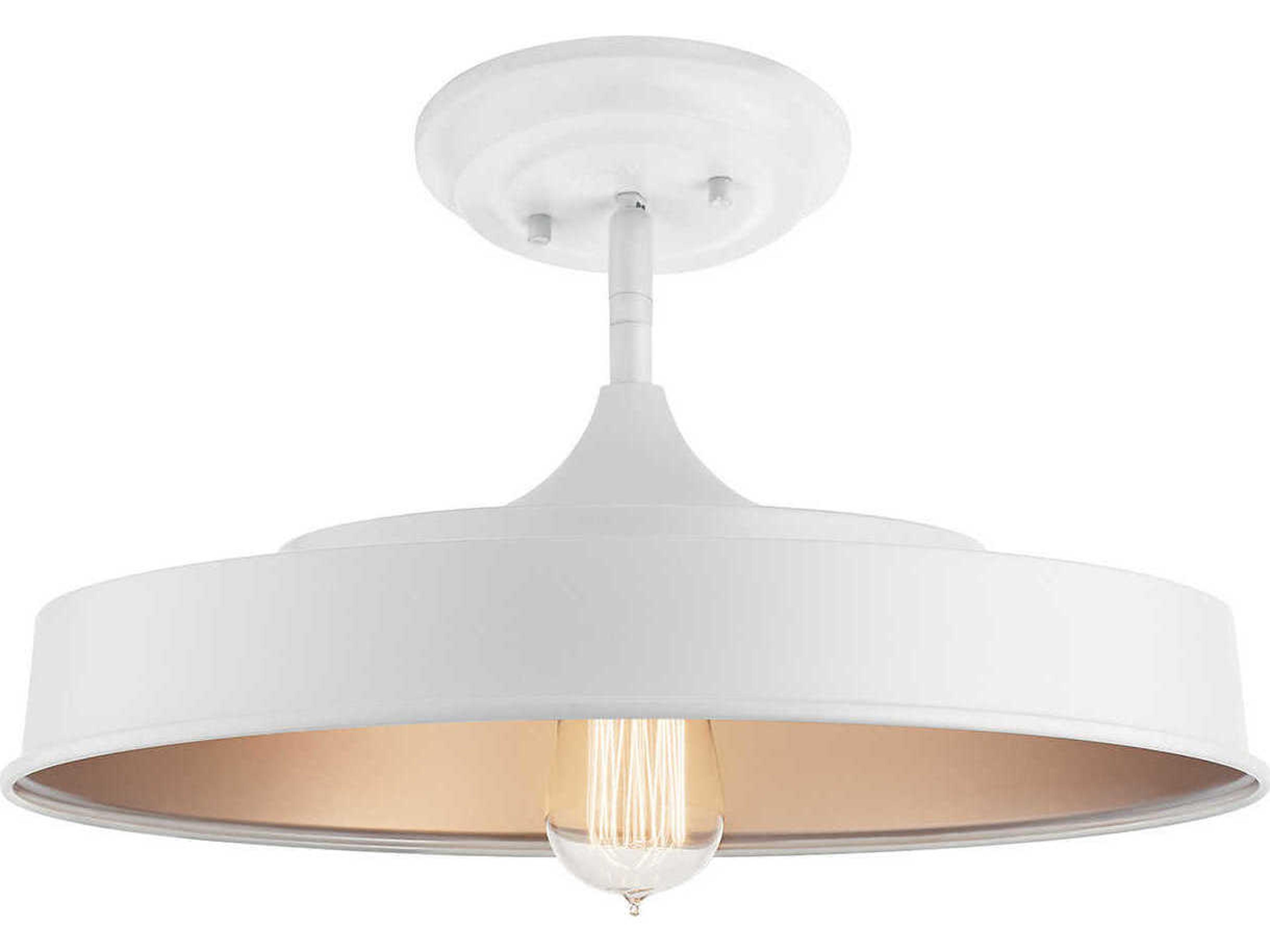 Elias 1-Light White Round Semi Flush Mount