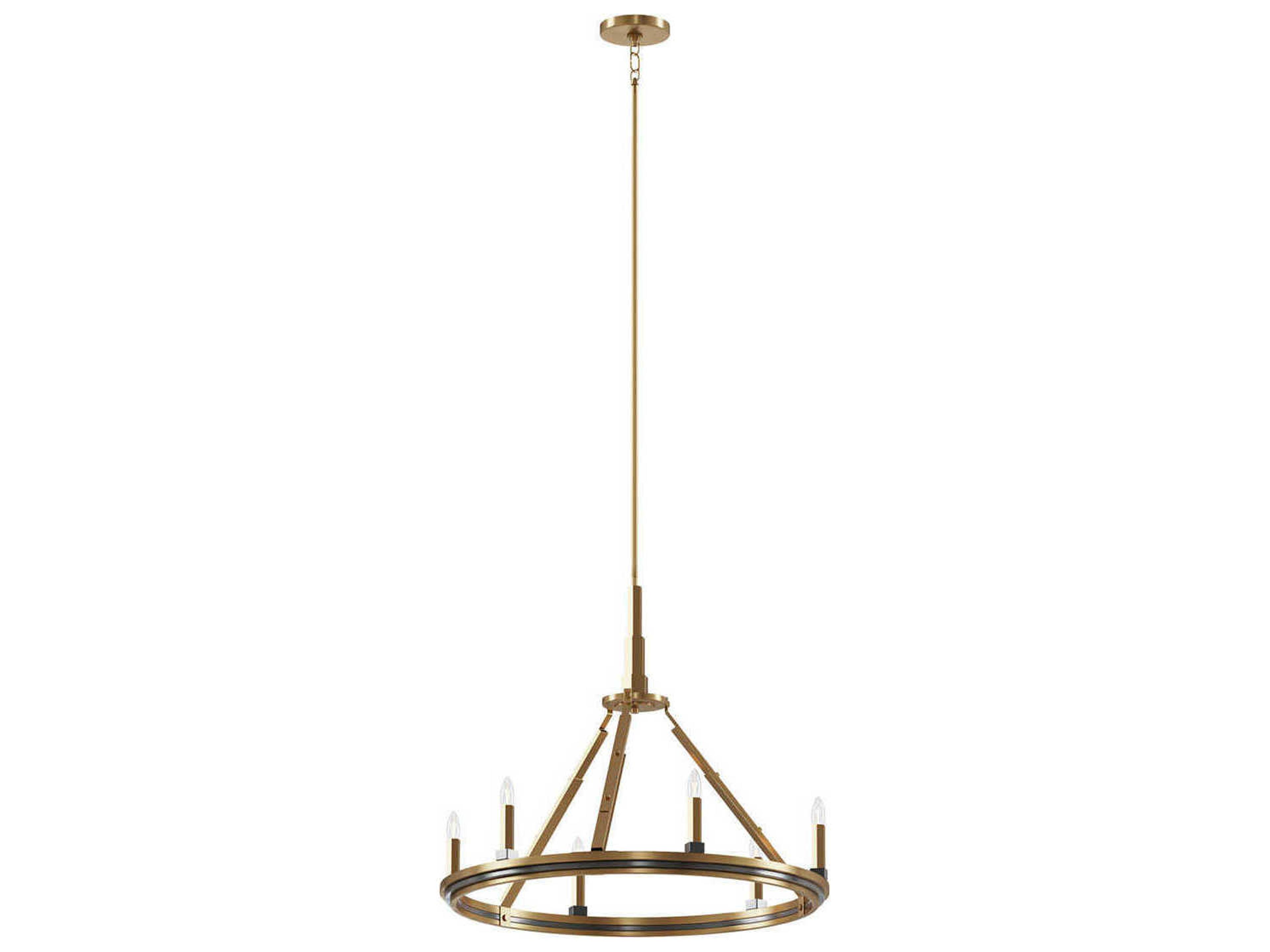 Emmala 6-Light Brushed Natural Brass Candelabra Chandelier