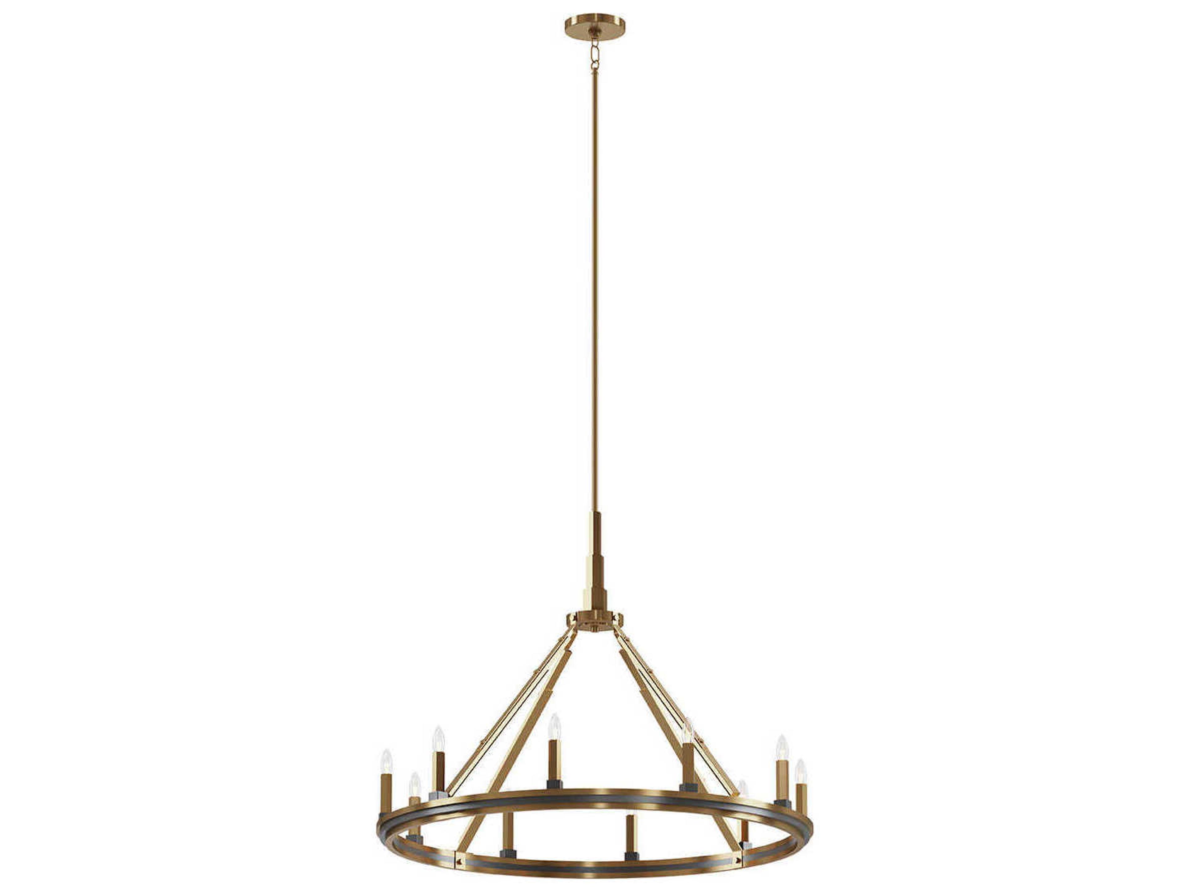 Emmala 10-Light Brushed Natural Brass Candelabra Chandelier