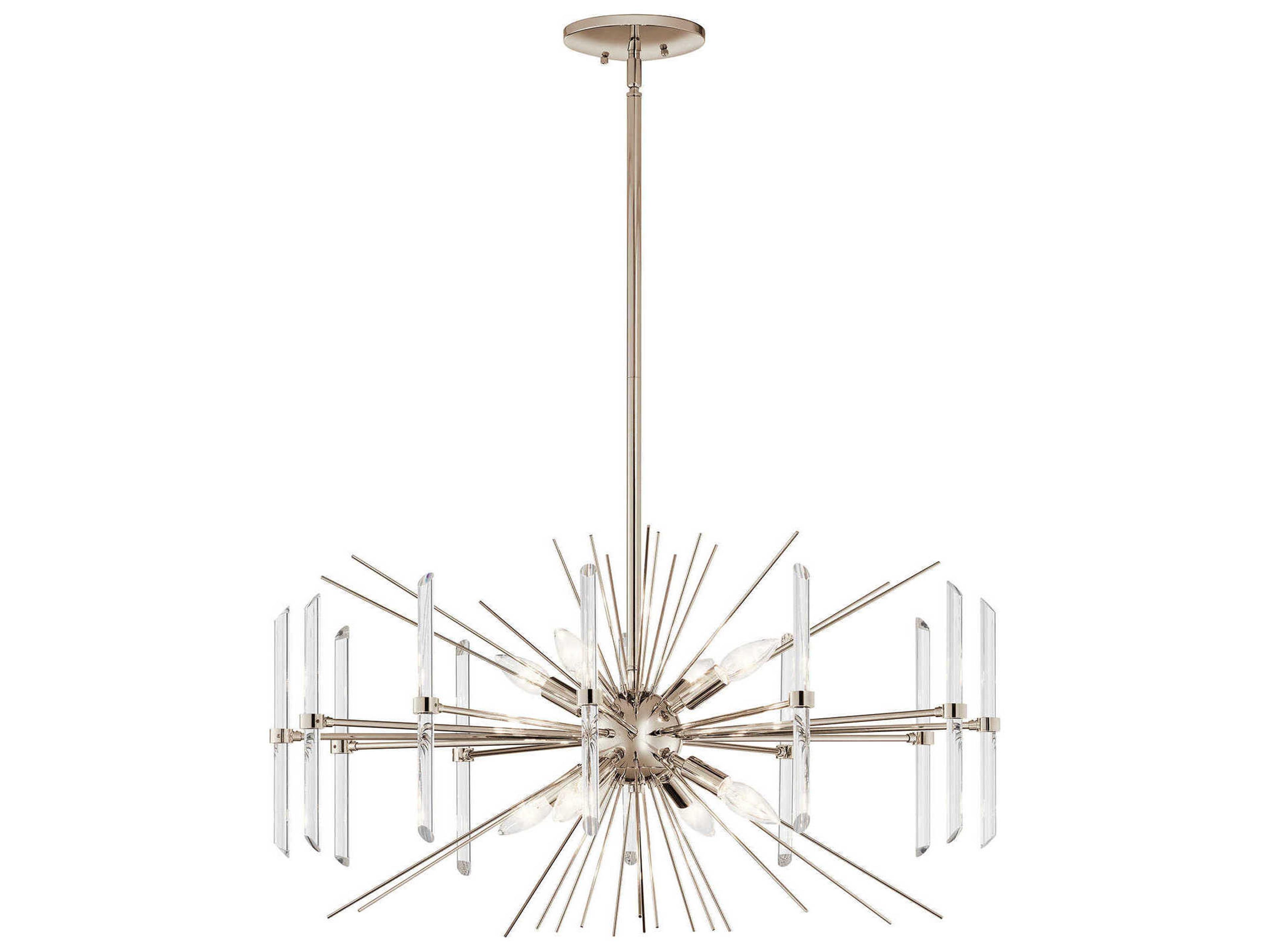 Eris 8-Light Polished Nickel Crystal Geometric Pendant