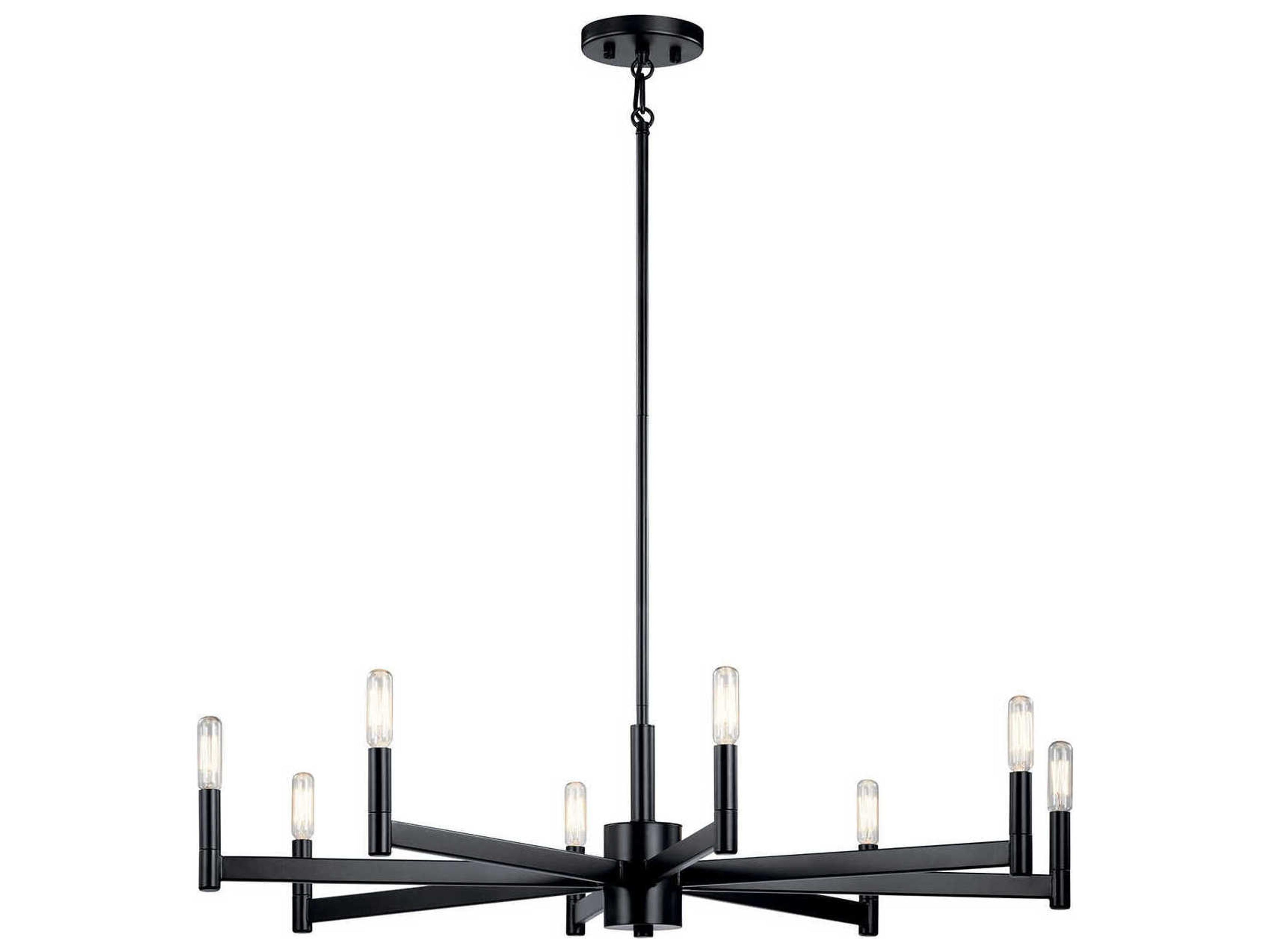 Erzo 8-Light Black Candelabra Linear Chandelier