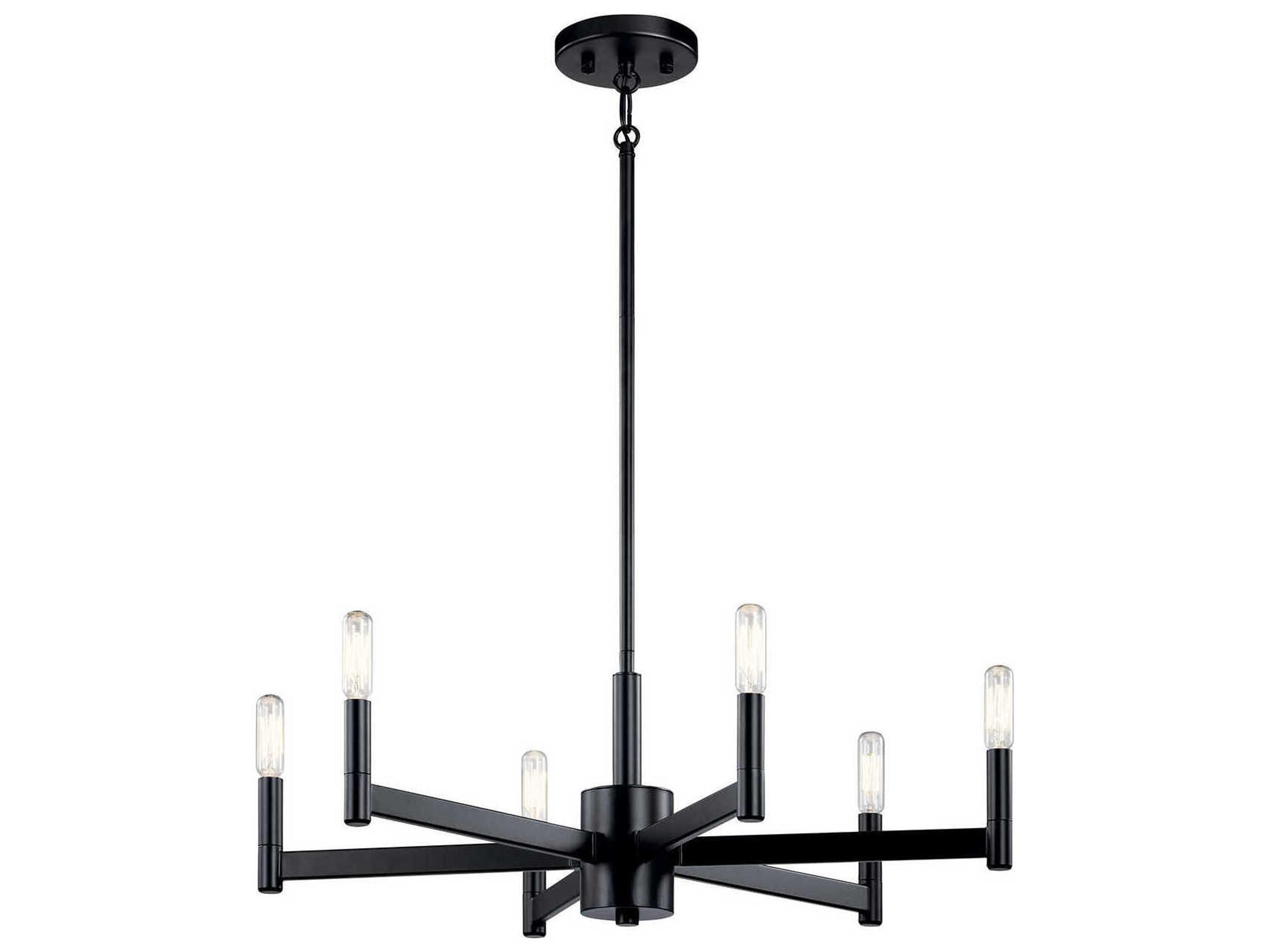 Erzo 6-Light Black Candelabra Linear Chandelier