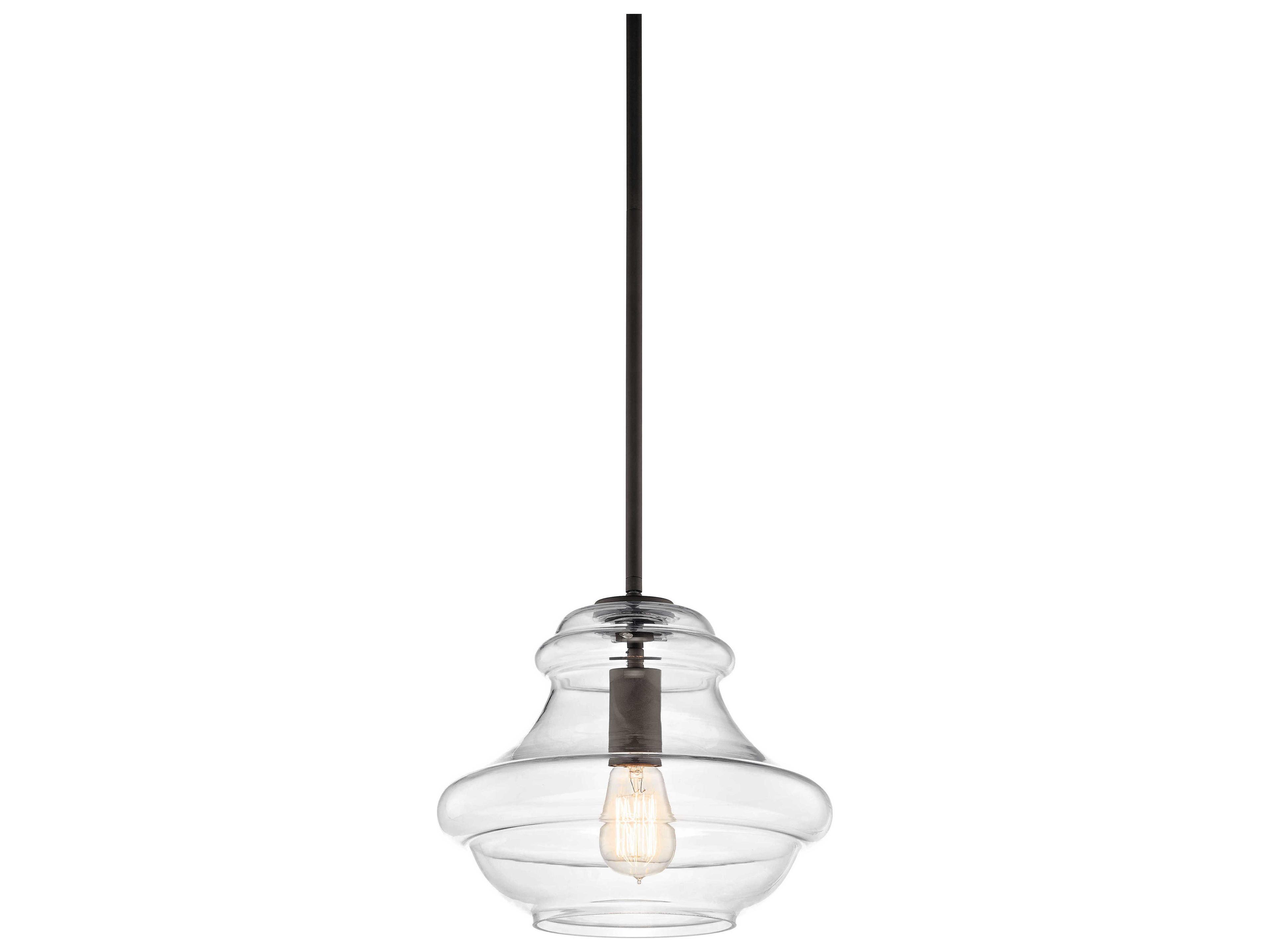 Everly 1-Light Olde Bronze Glass Geometric Round Mini Pendant