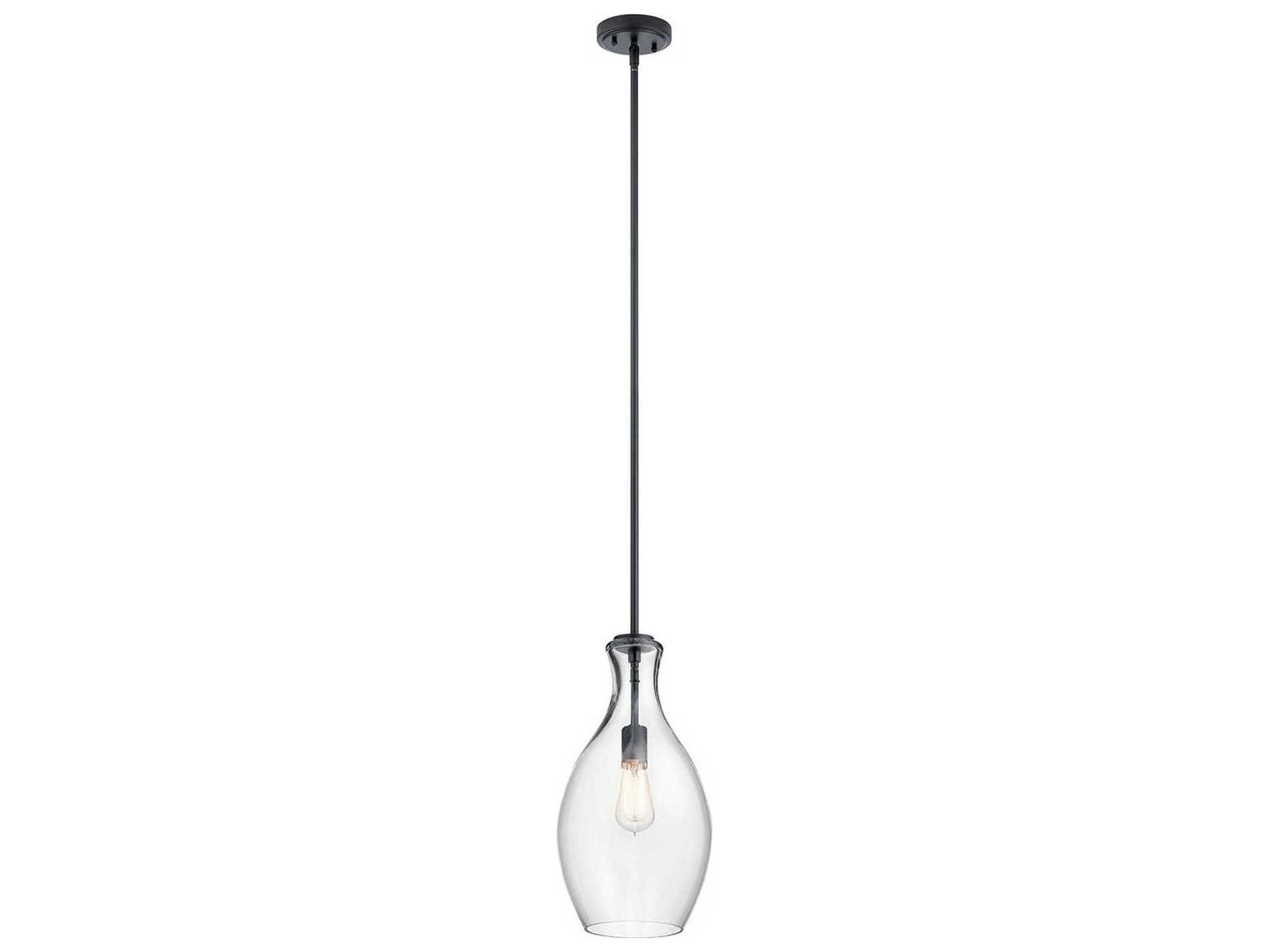 Everly 1-Light Black Glass Geometric Mini Pendant