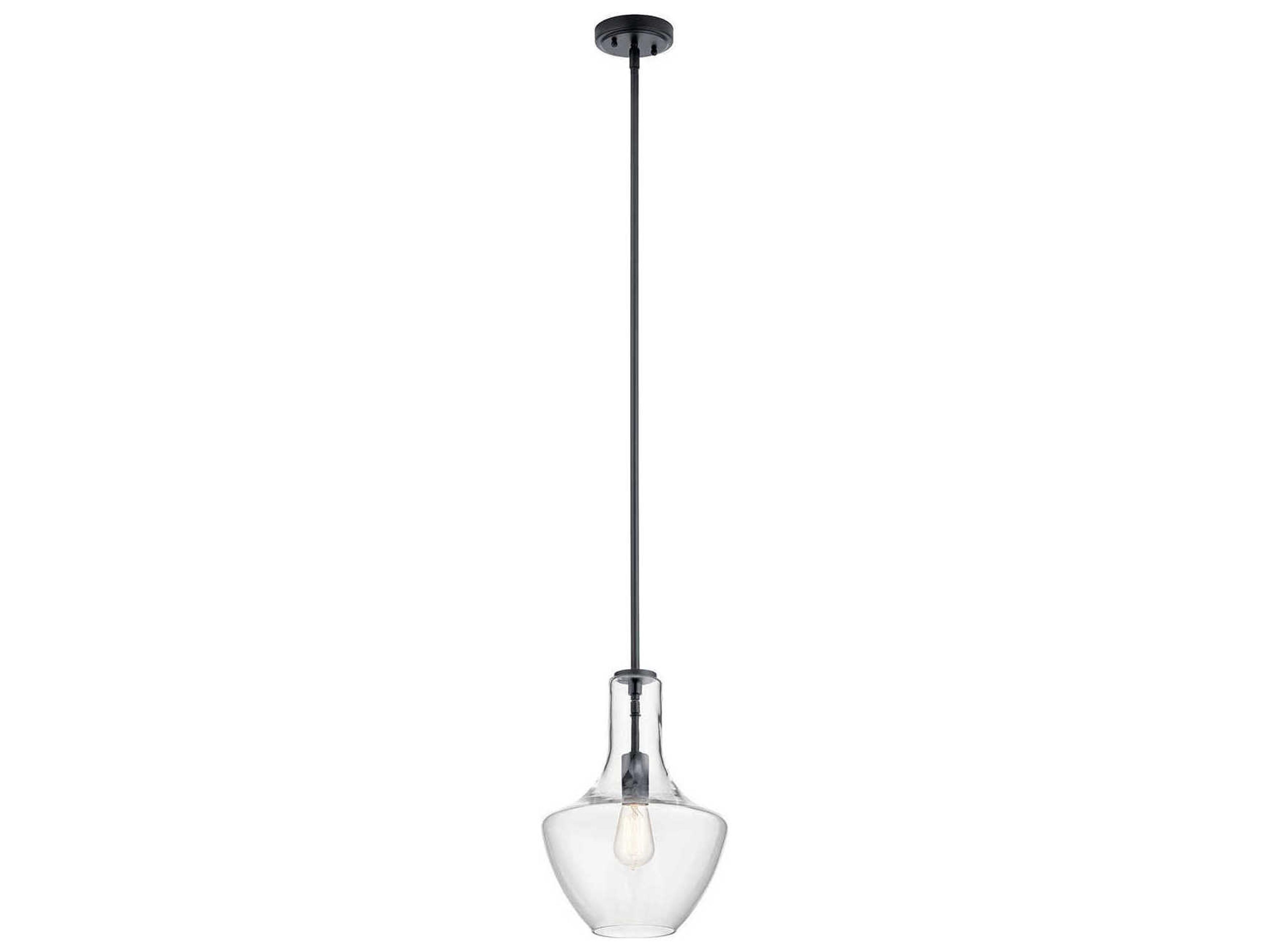 Everly 1-Light Black Glass Geometric Mini Pendant