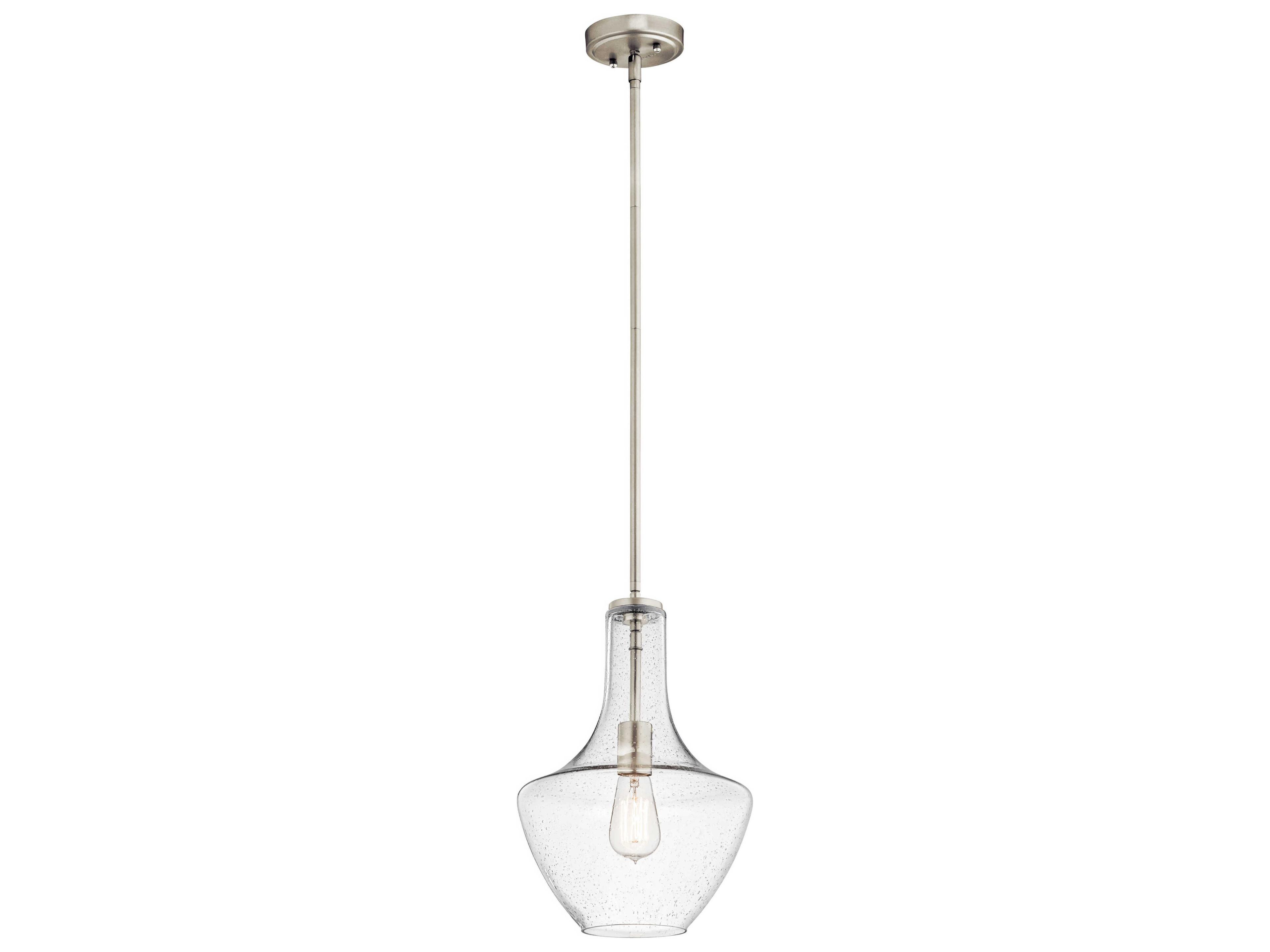 Everly 1-Light Brushed Nickel Glass Geometric Mini Pendant