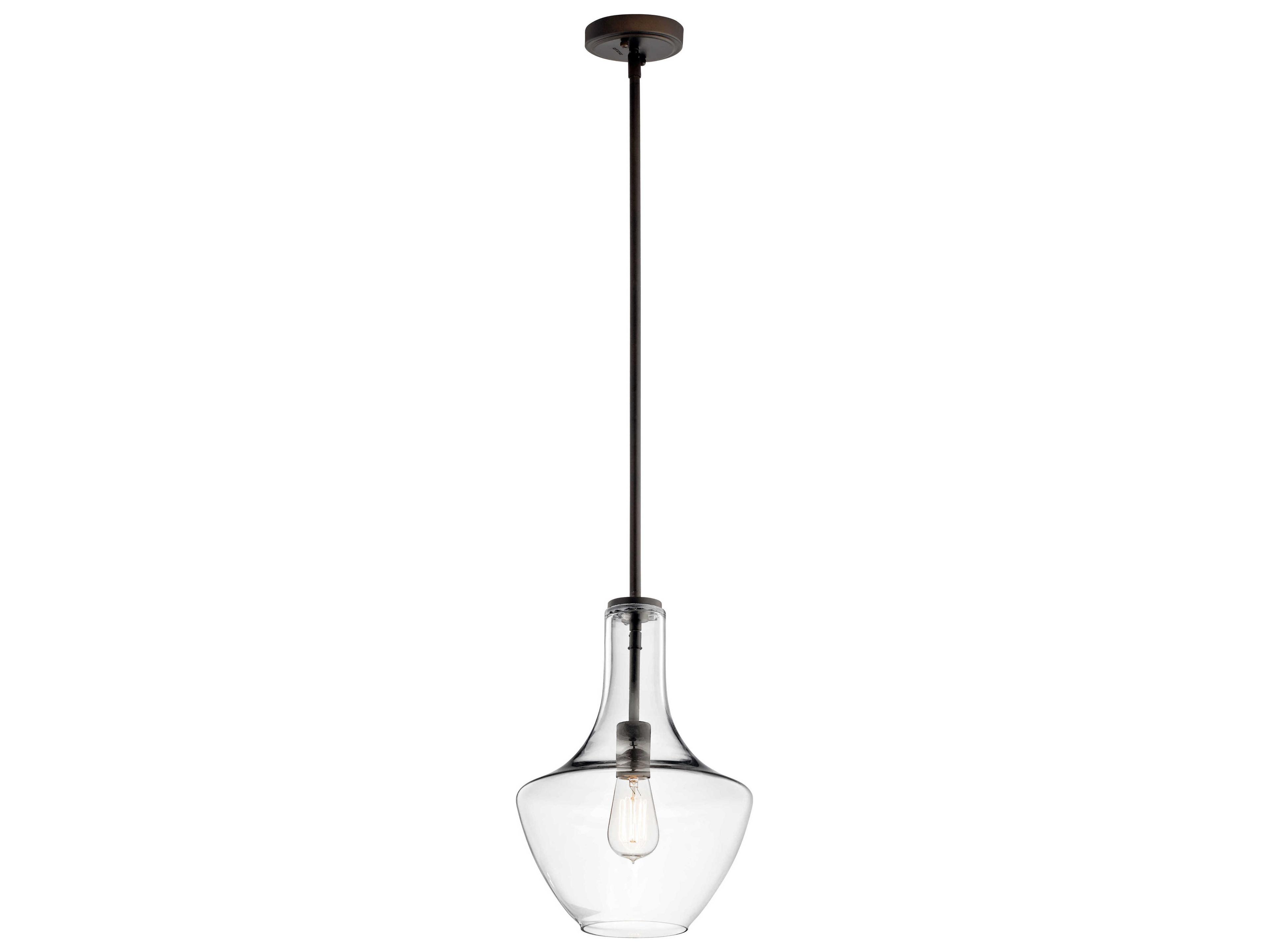 Everly 1-Light Olde Bronze Glass Geometric Mini Pendant