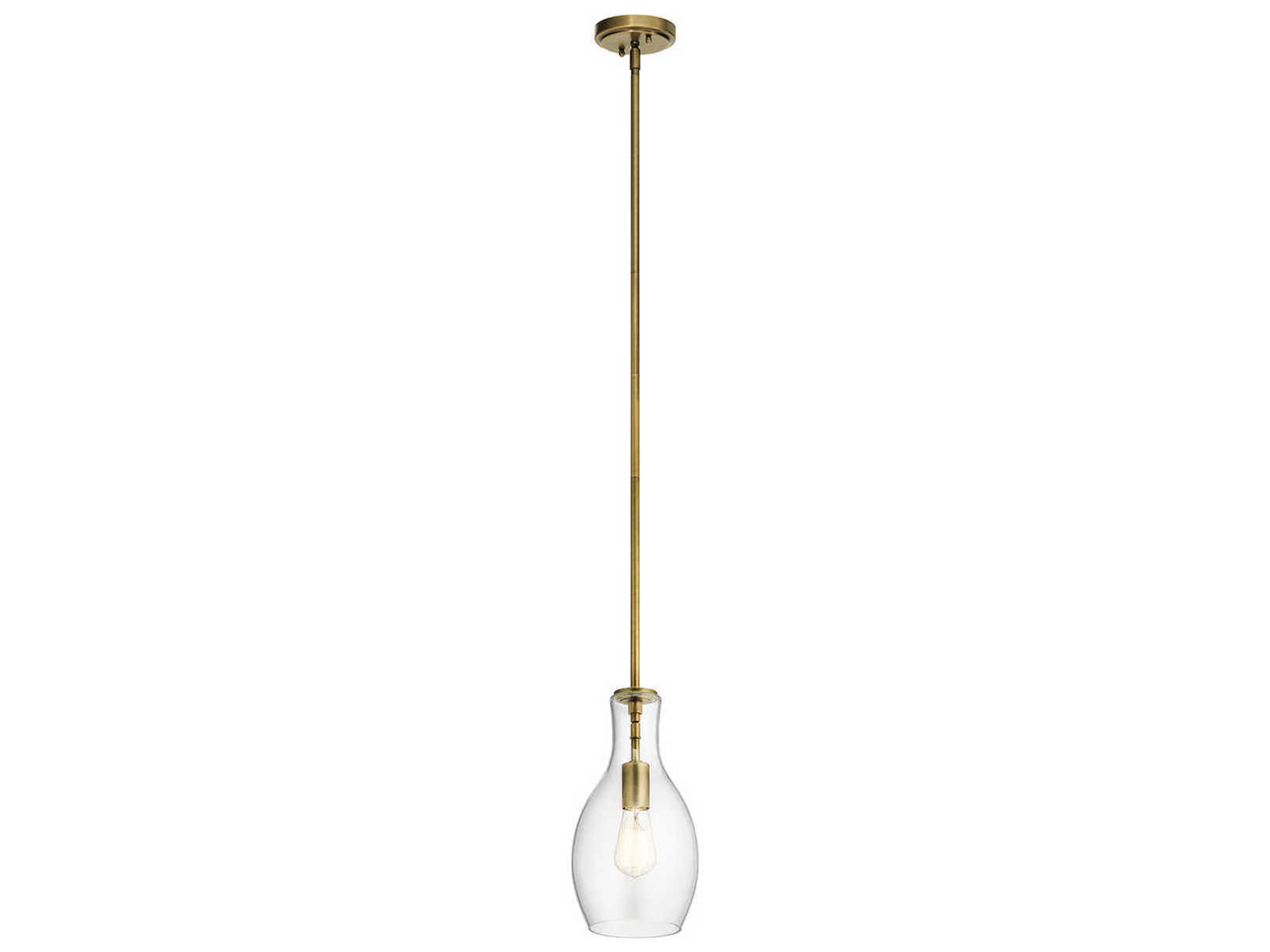 Everly 1-Light Natural Brass Glass Geometric Mini Pendant