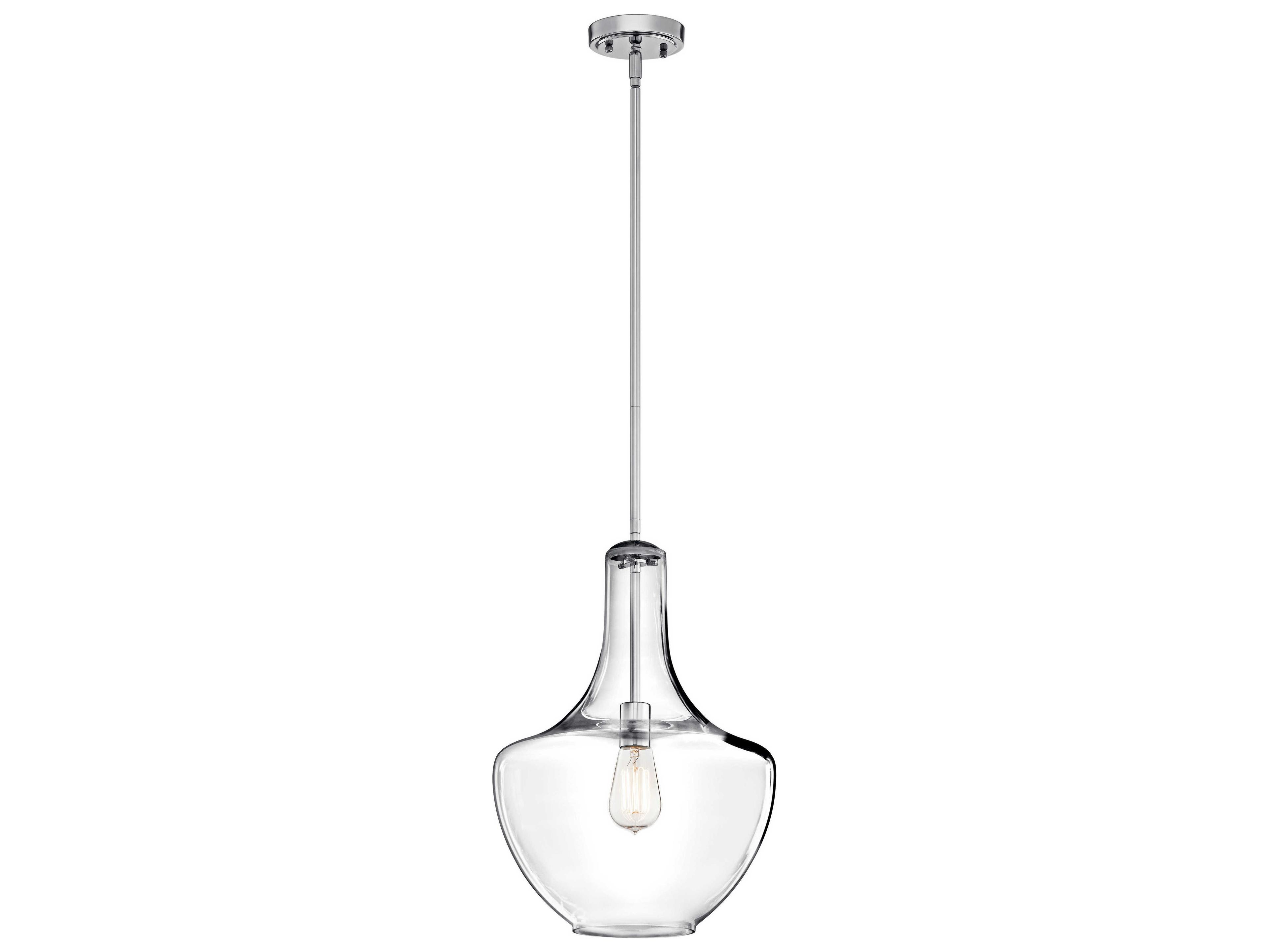 Everly 1-Light Chrome Glass Geometric Round Pendant
