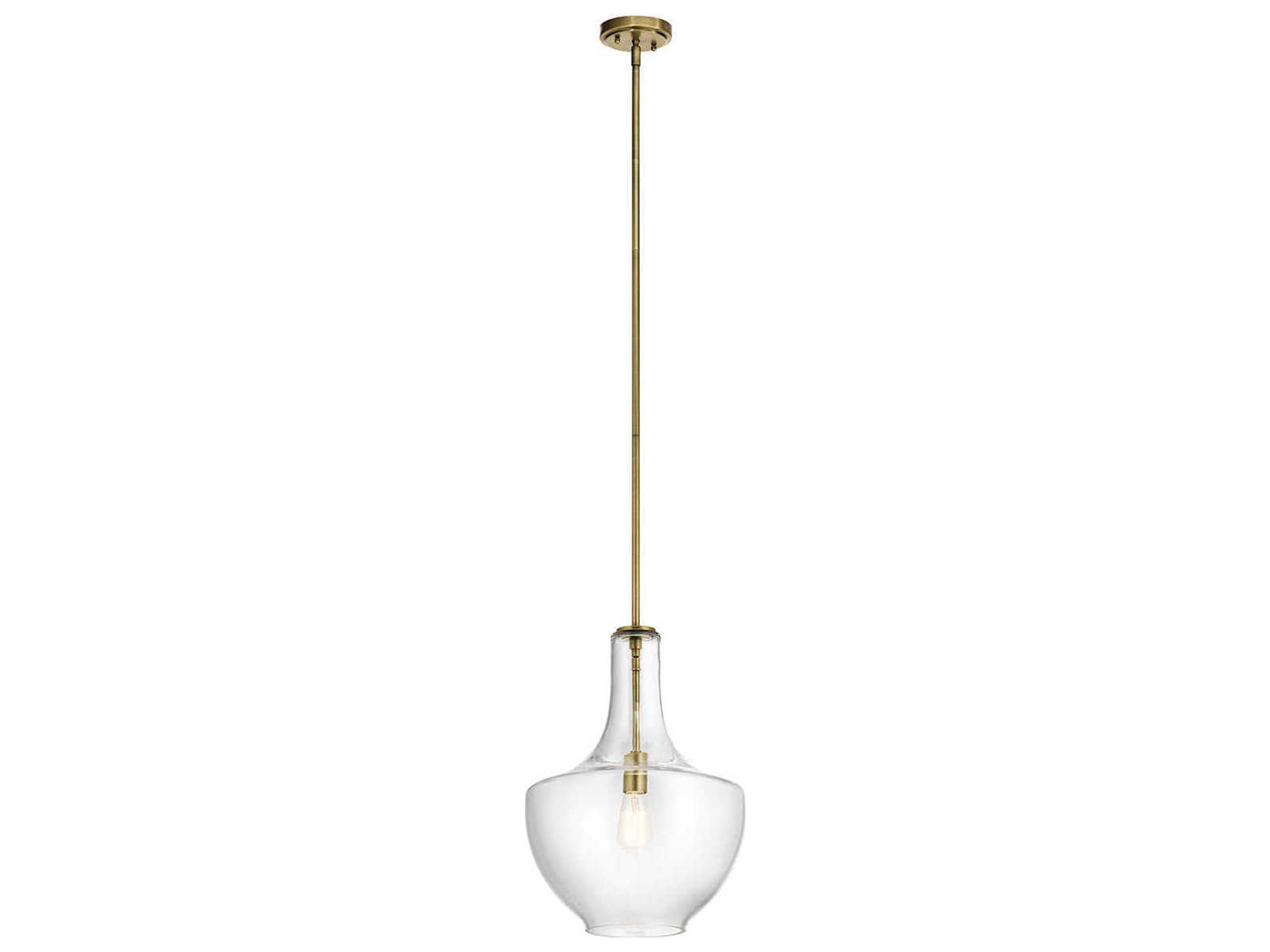 Everly 1-Light Natural Brass Glass Geometric Round Pendant