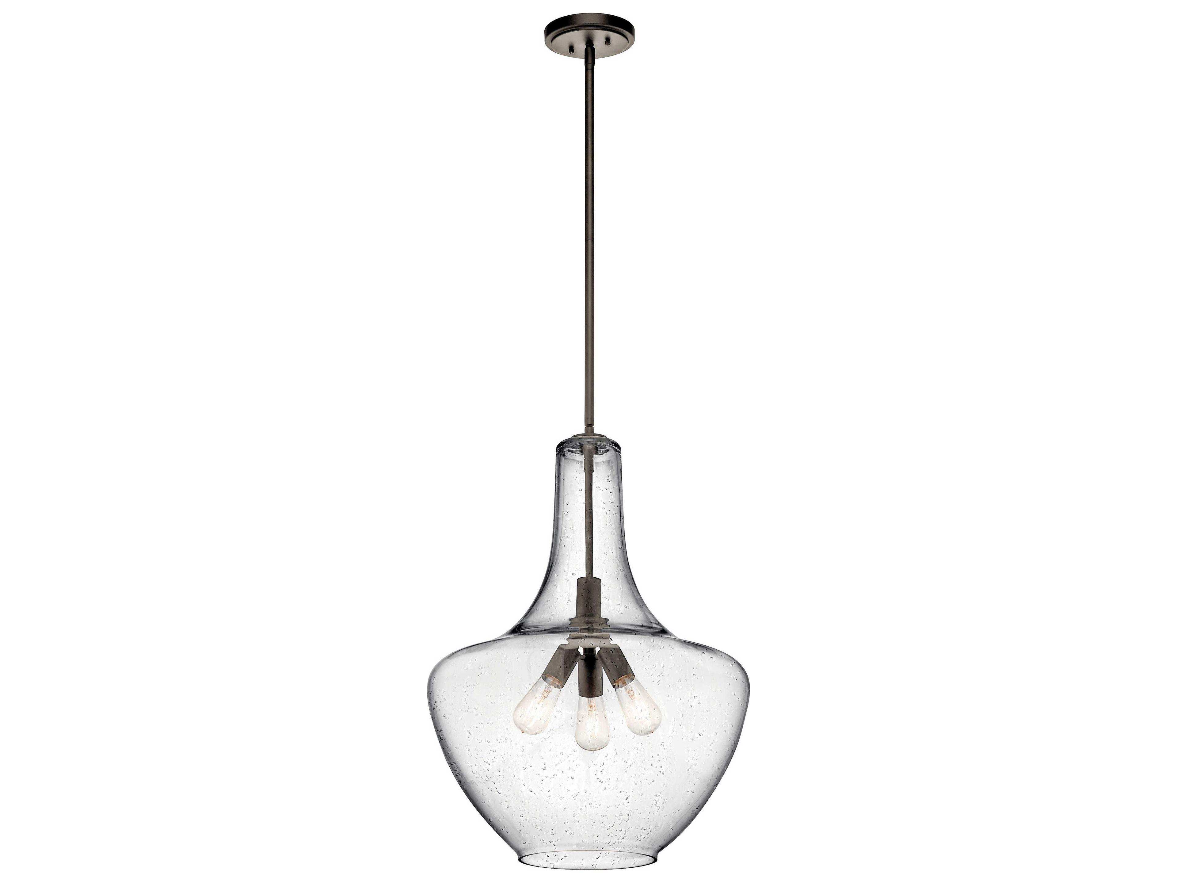 Everly 3-Light Olde Bronze Glass Geometric Pendant