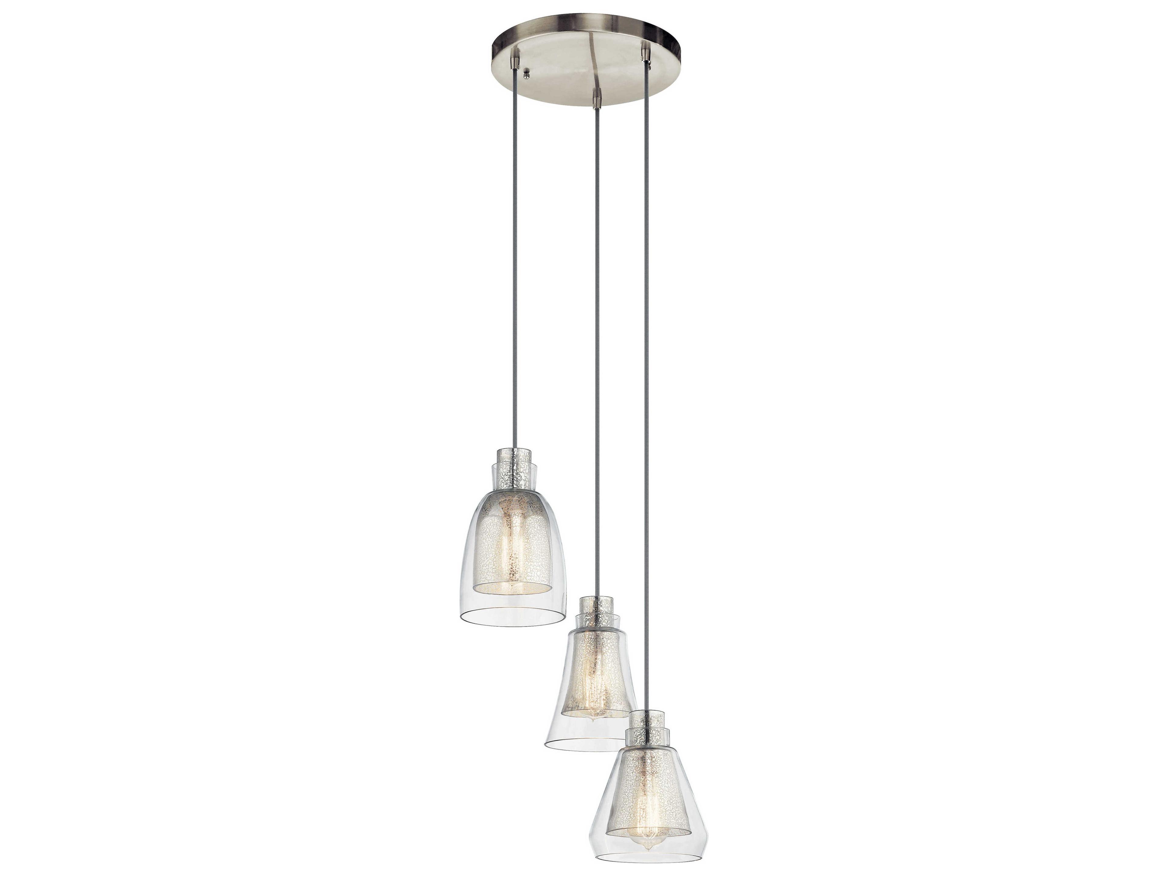 Evie 3-Light Brushed Nickel Glass Geometric Pendant