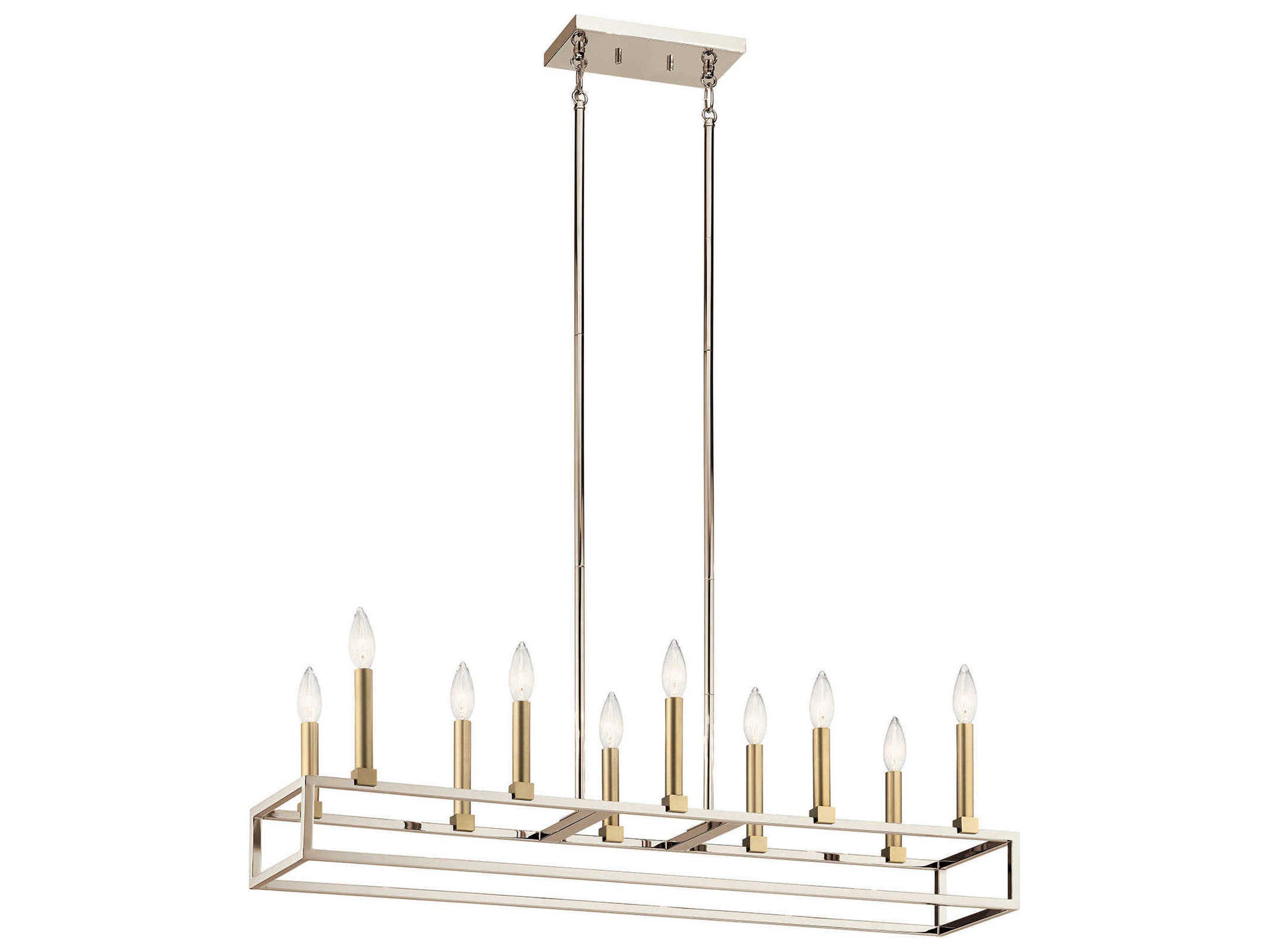 Finet 10-Light Polished Nickel Linear Island Pendant