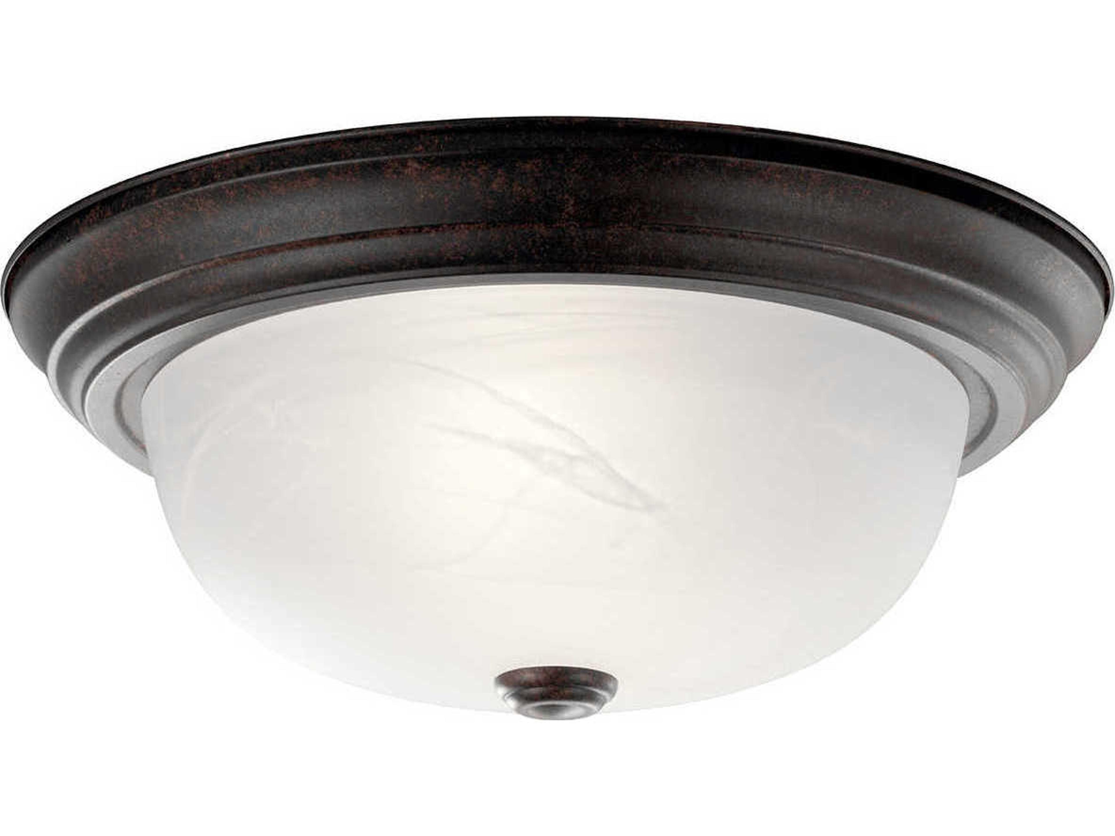 2-Light Tannery Bronze Glass Bowl Round Flush Mount