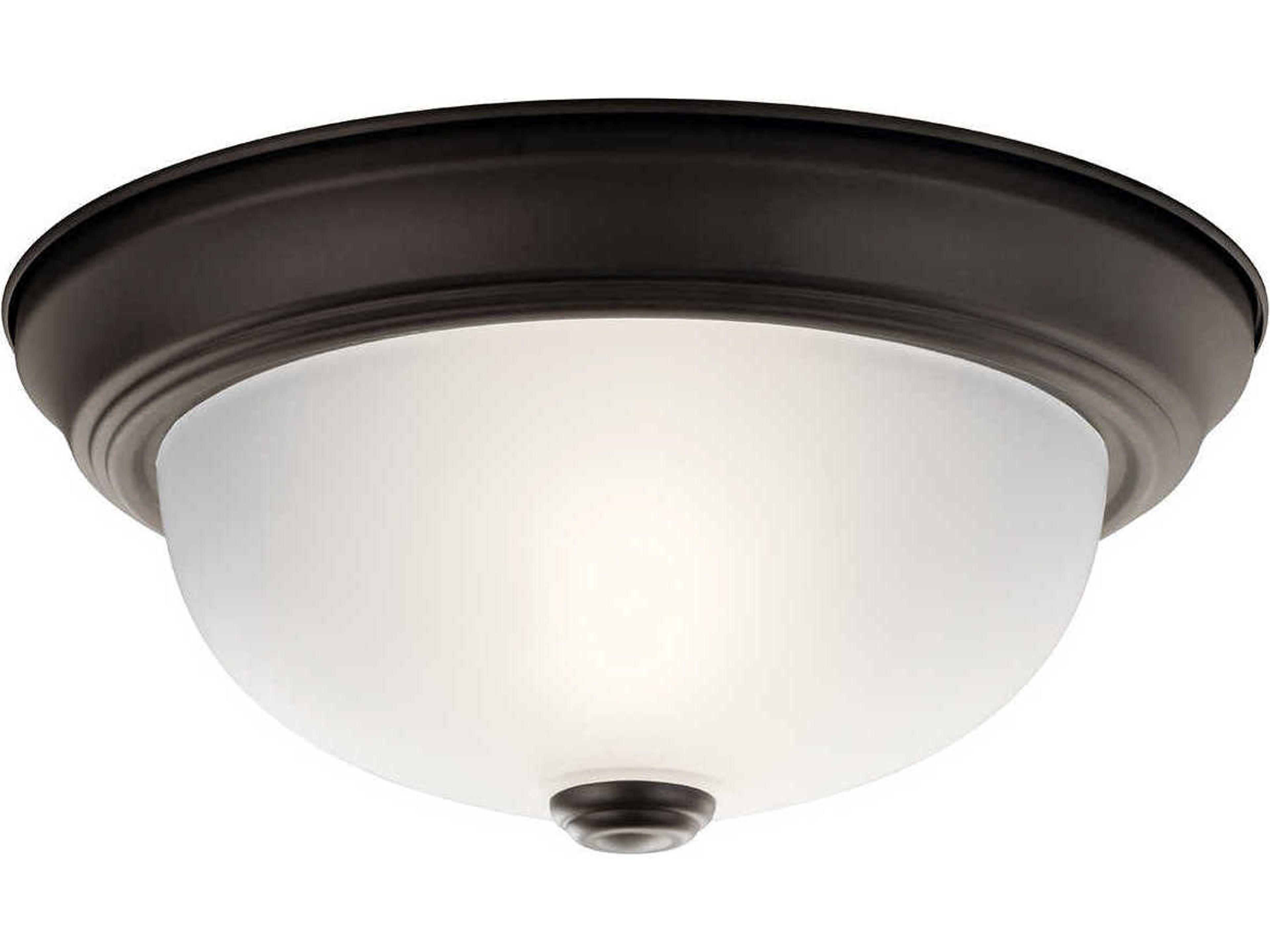 Kichler 2-Light Olde Bronze Glass Bowl Round Flush Mount