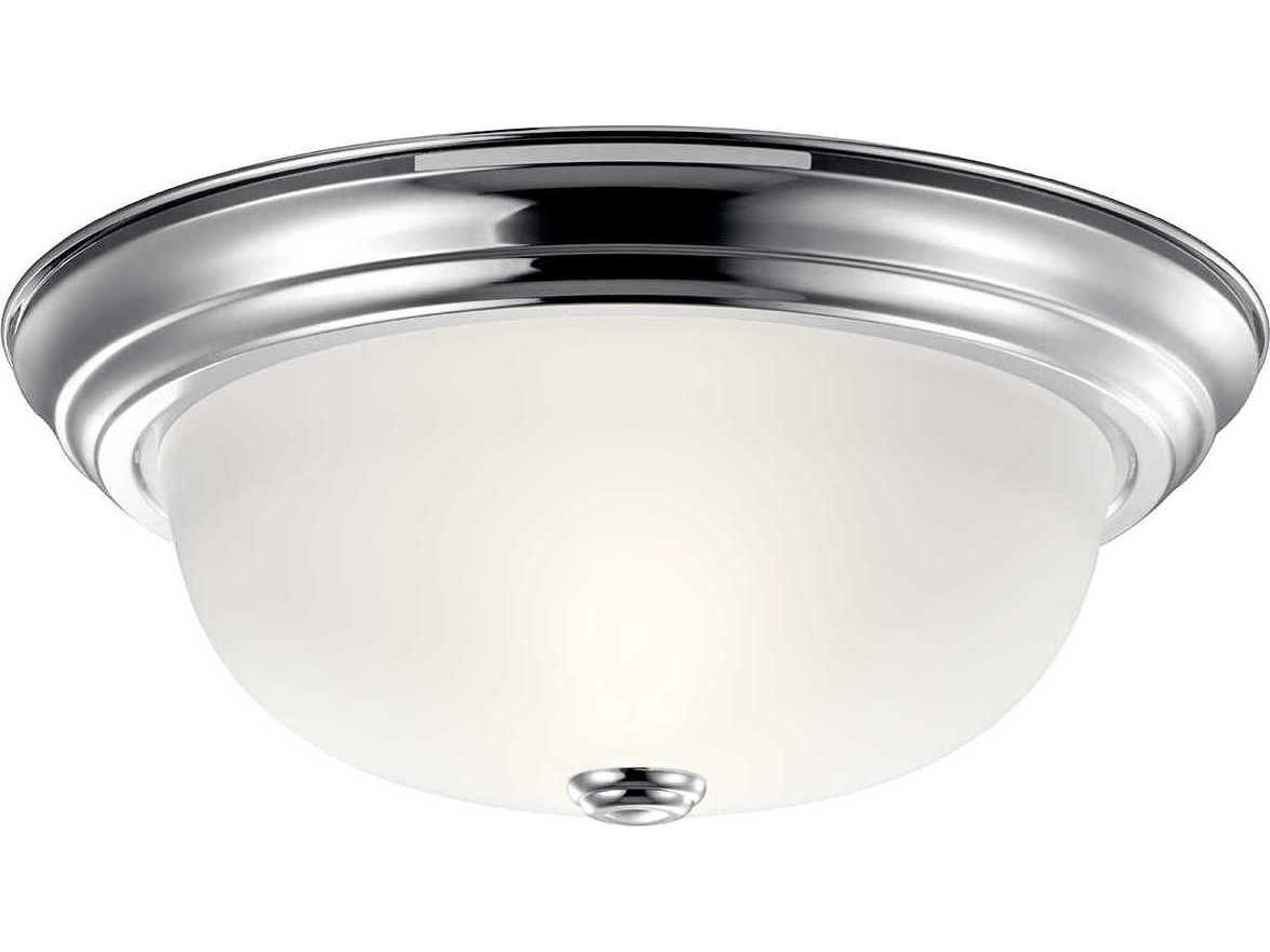 2-Light Chrome Glass Bowl Round Flush Mount