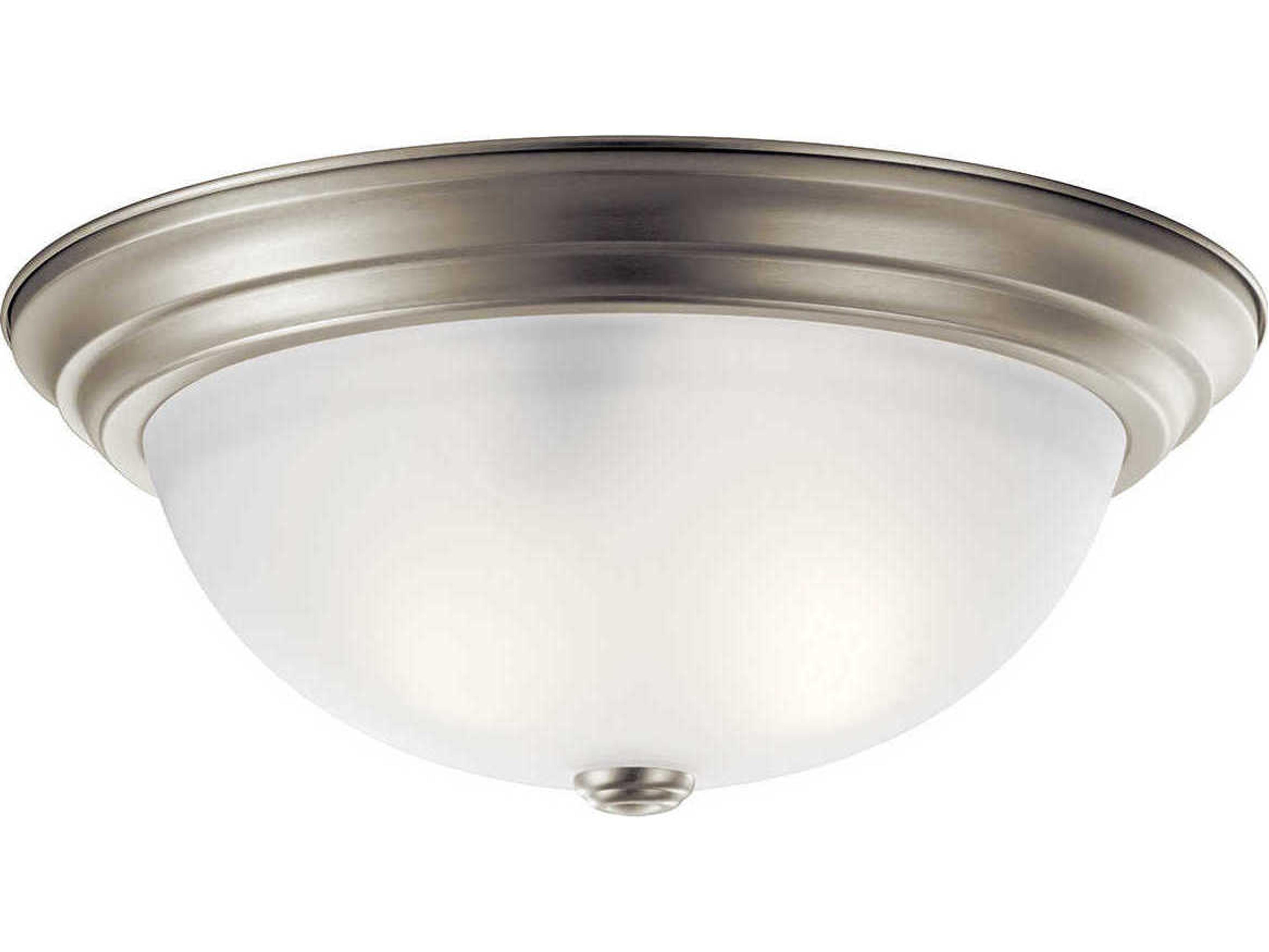3-Light Brushed Nickel Glass Bowl Round Flush Mount