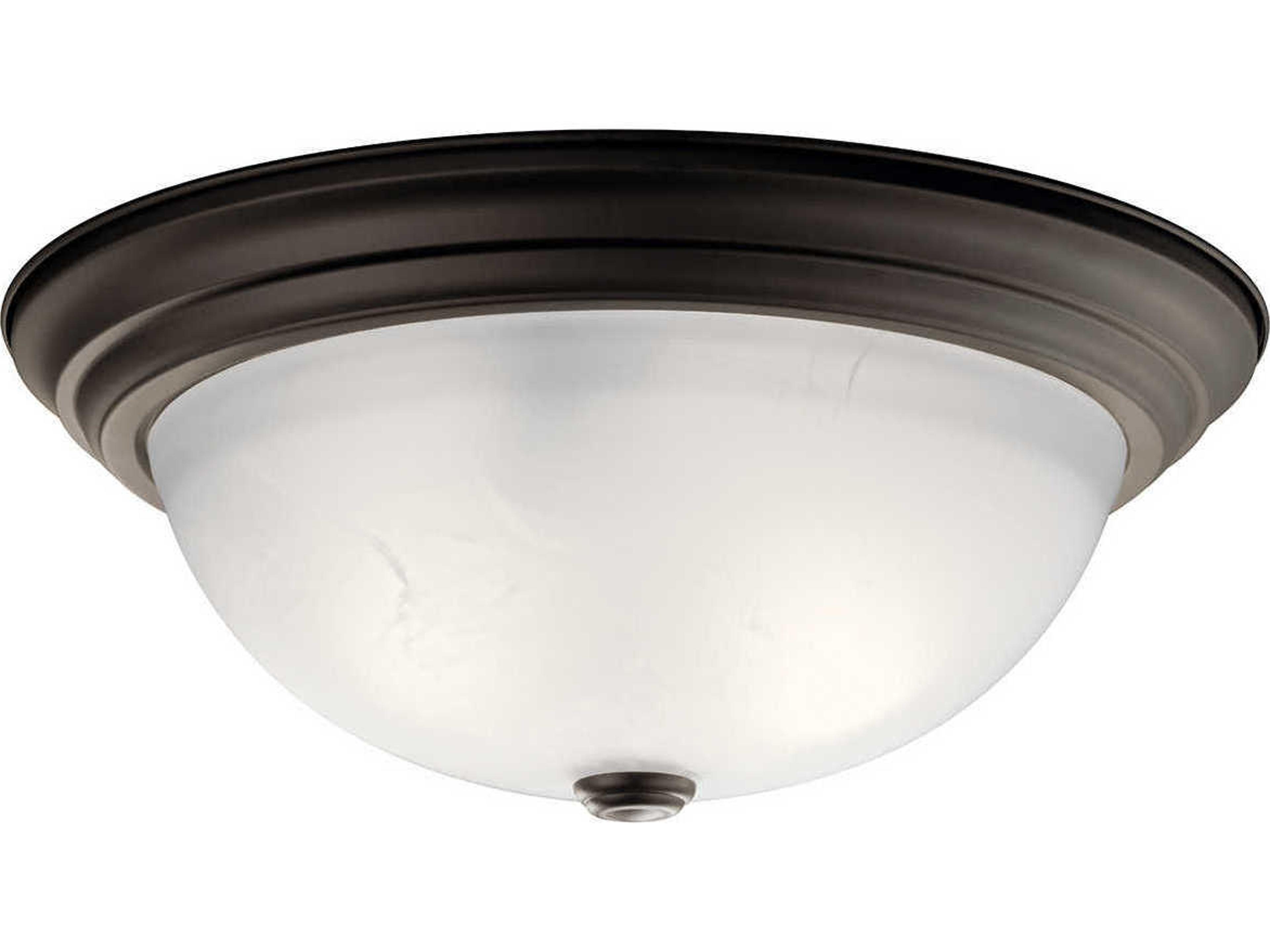 3-Light Olde Bronze Glass Bowl Round Flush Mount