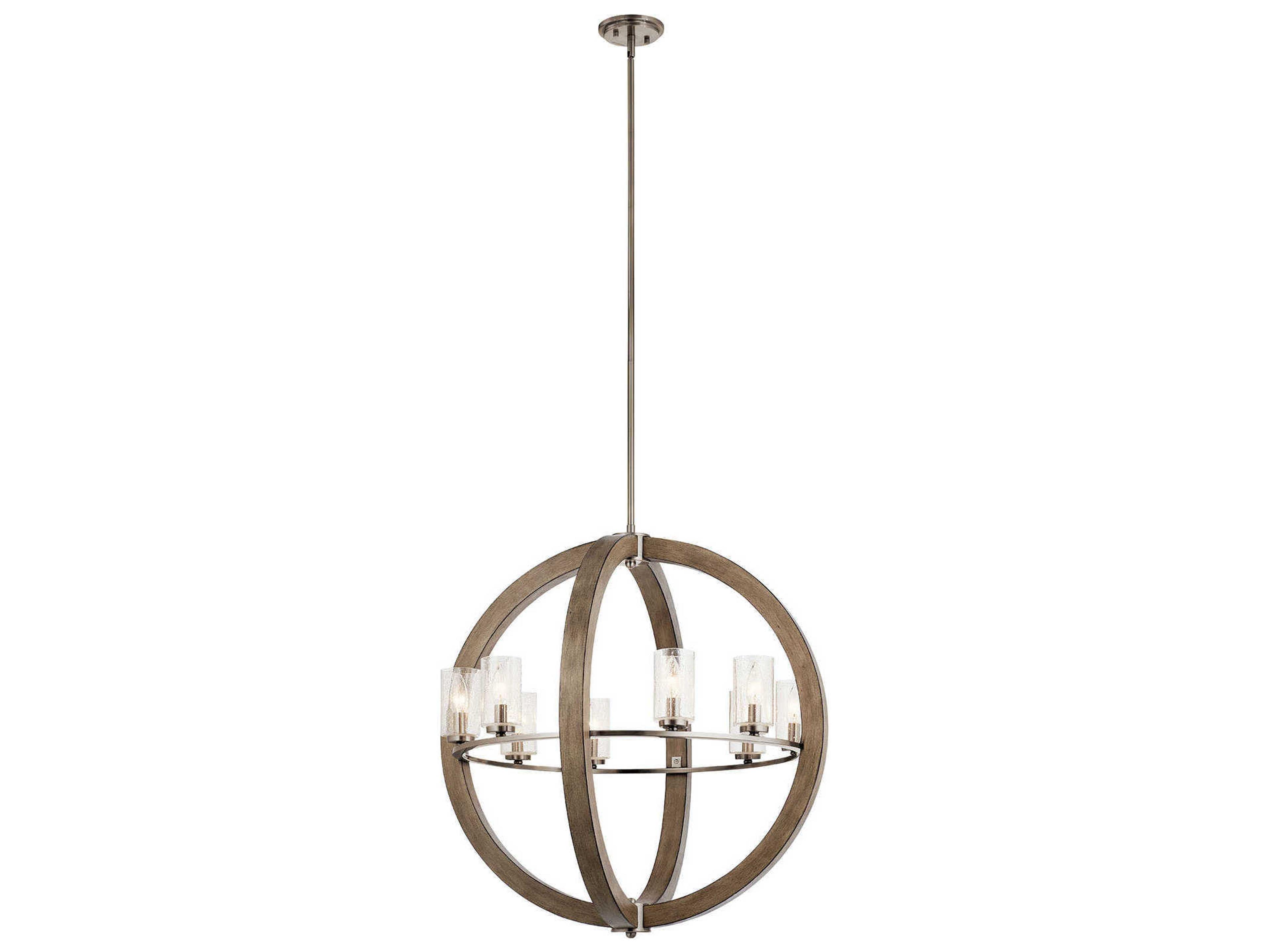 Grand Bank 8-Light Distressed Antique Gray Glass Candelabra Cylinder Geometric Chandelier