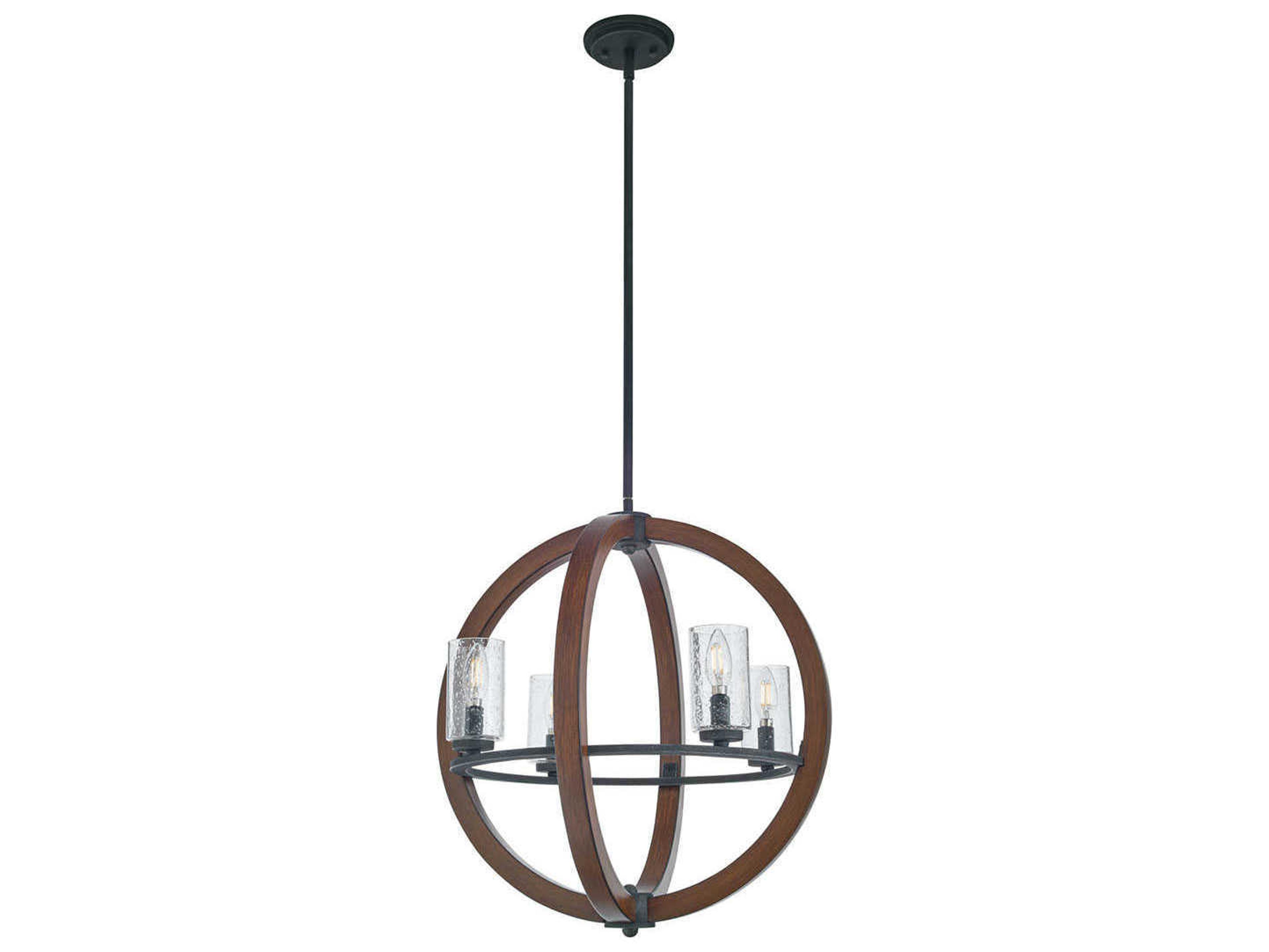 Grand Bank 4-Light Auburn Stained Black Glass Candelabra Cylinder Geometric Chandelier