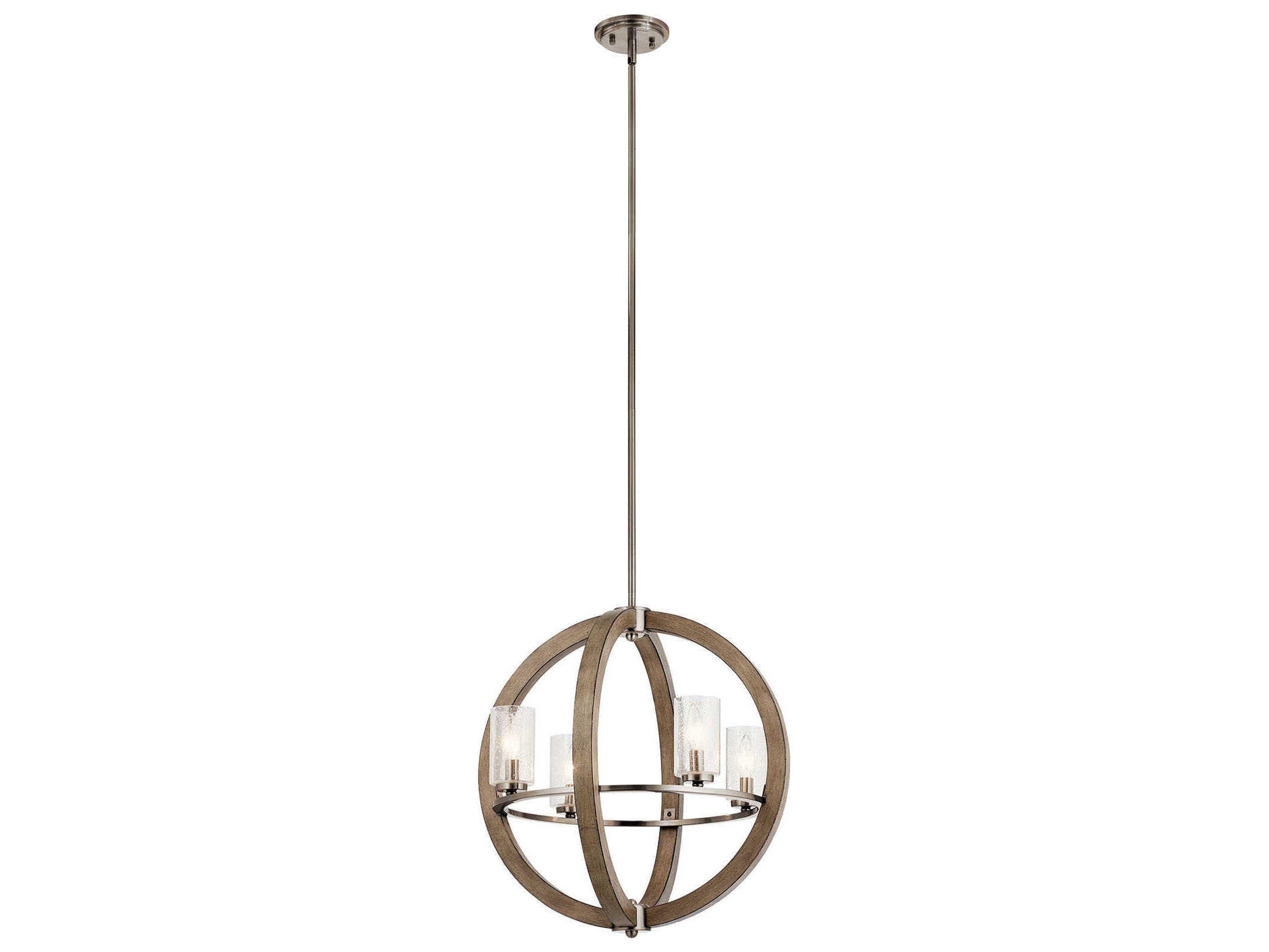 Grand Bank 4-Light Distressed Antique Gray Glass Candelabra Cylinder Geometric Chandelier