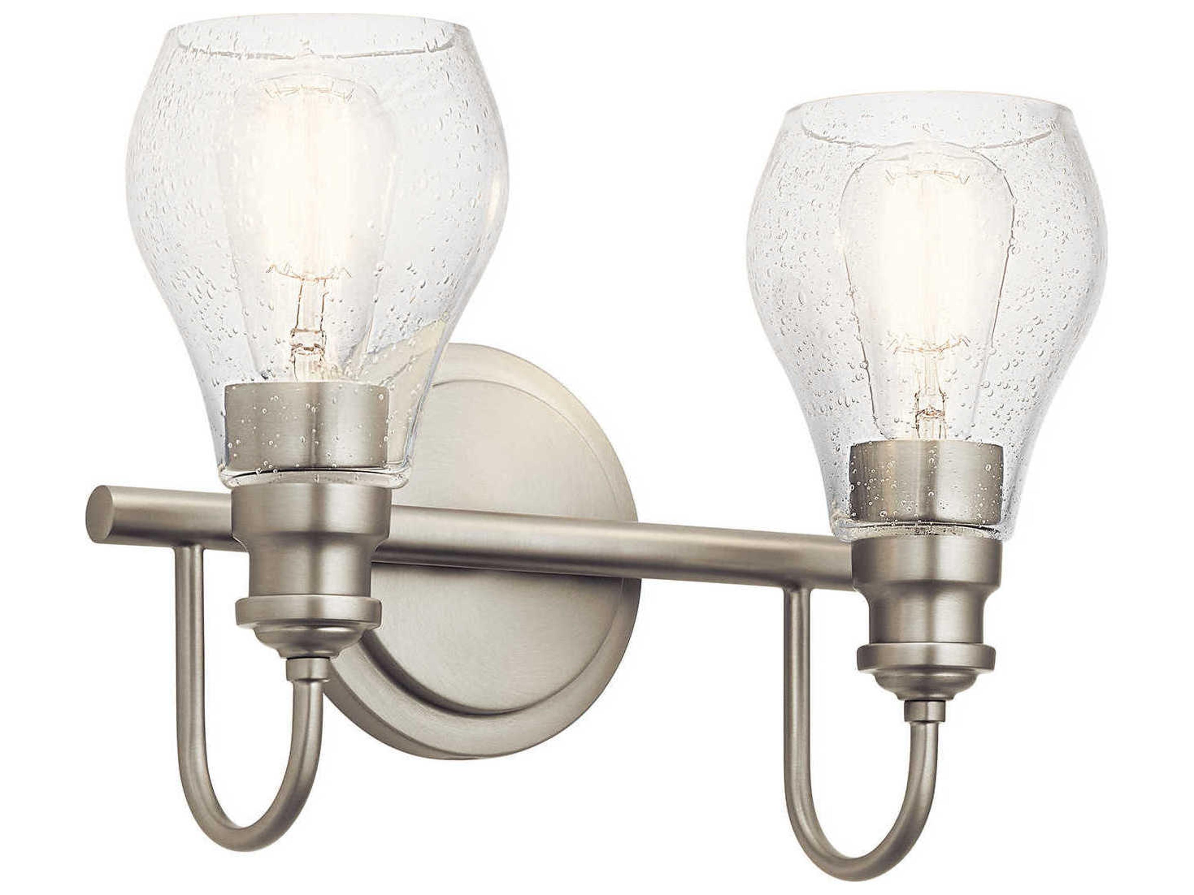 Greenbrier 2-Light Brushed Nickel Glass Vanity Light