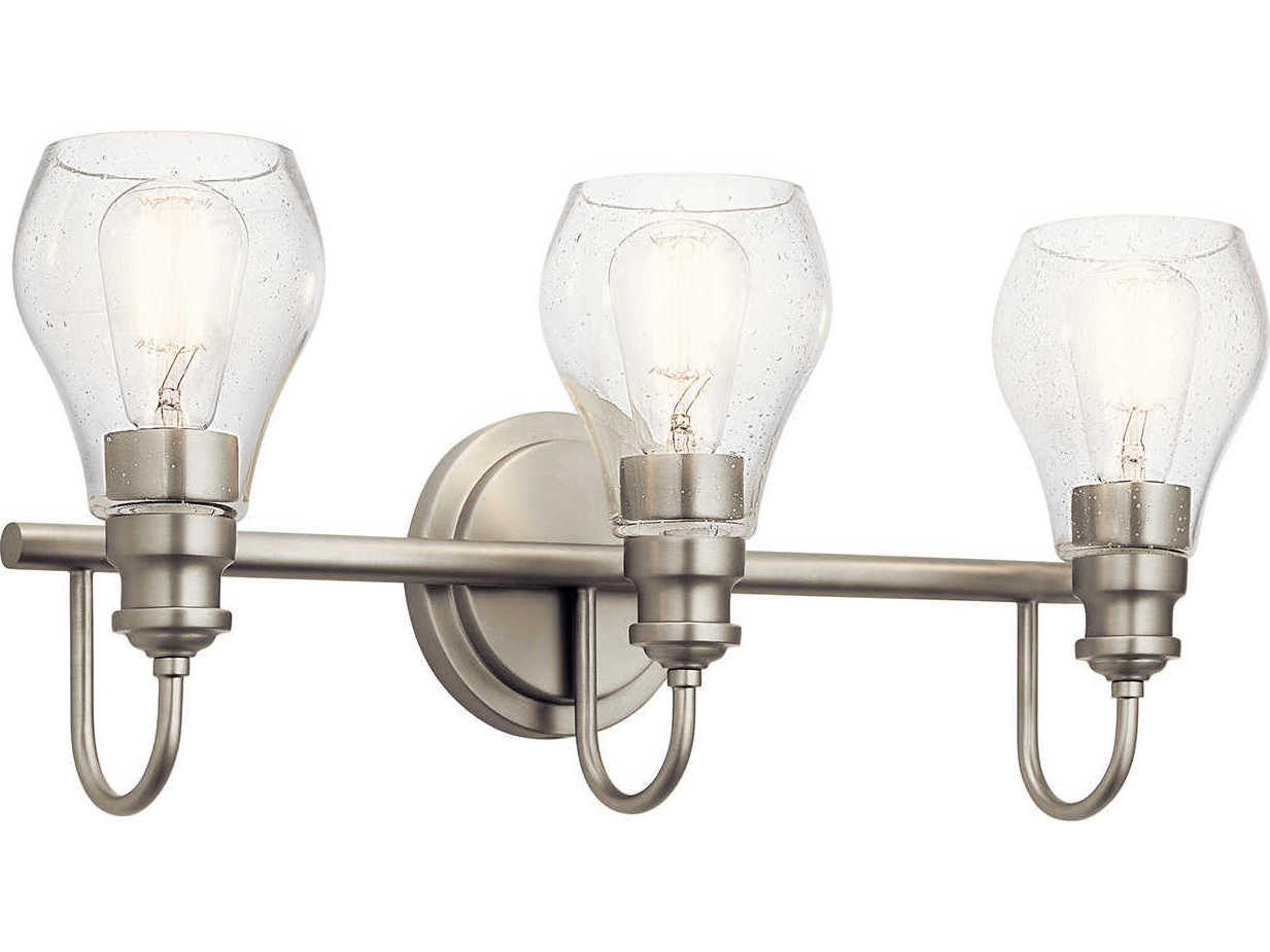 Greenbrier 3-Light Brushed Nickel Glass Vanity Light