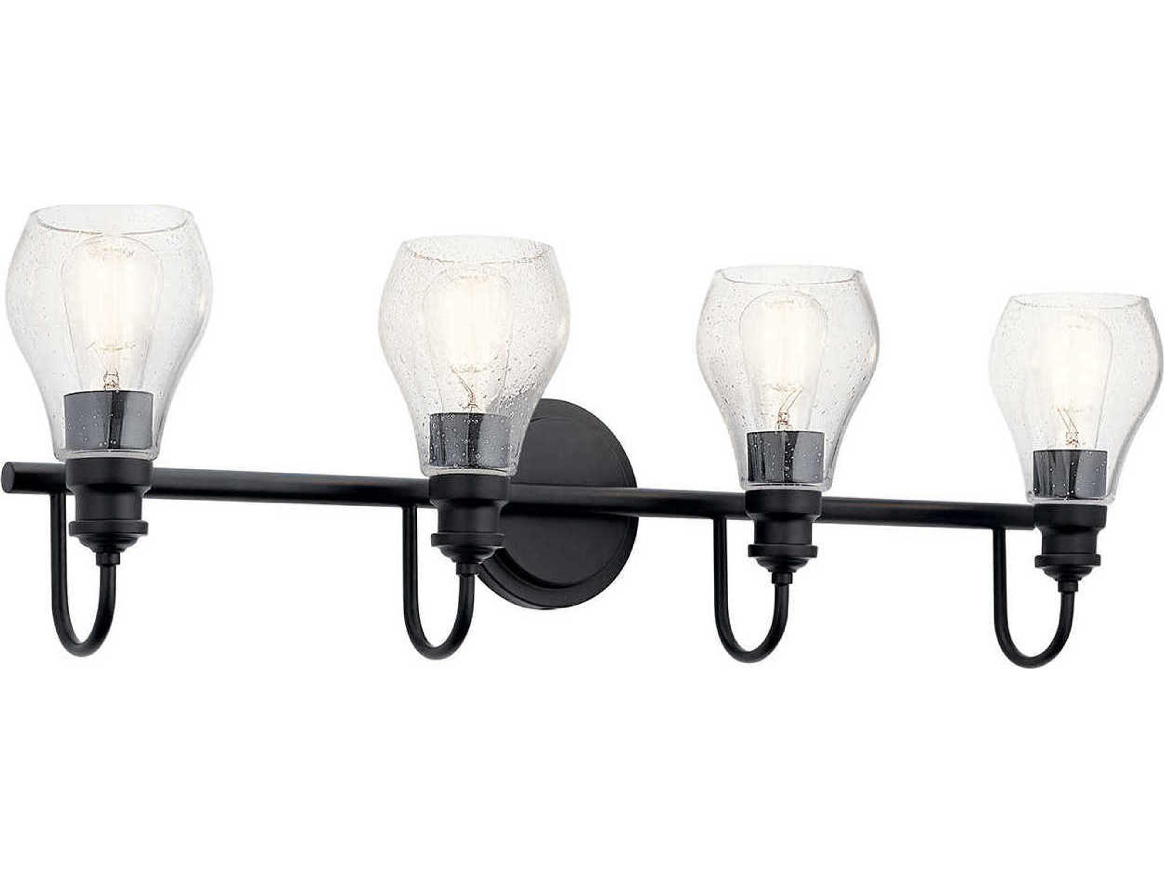 Greenbrier 4-Light Black Glass Vanity Light
