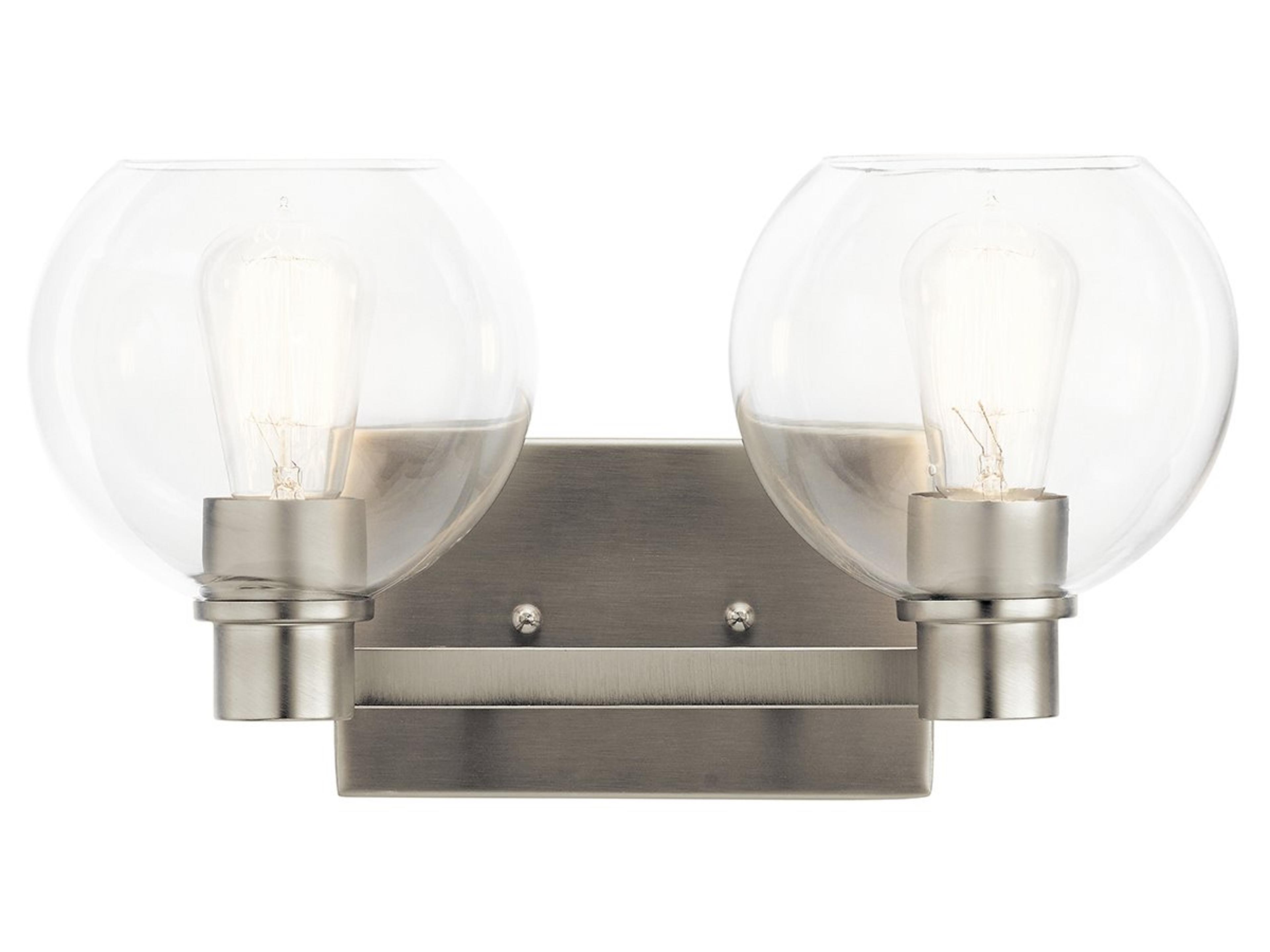 Harmony 2-Light Brushed Nickel Glass Vanity Light