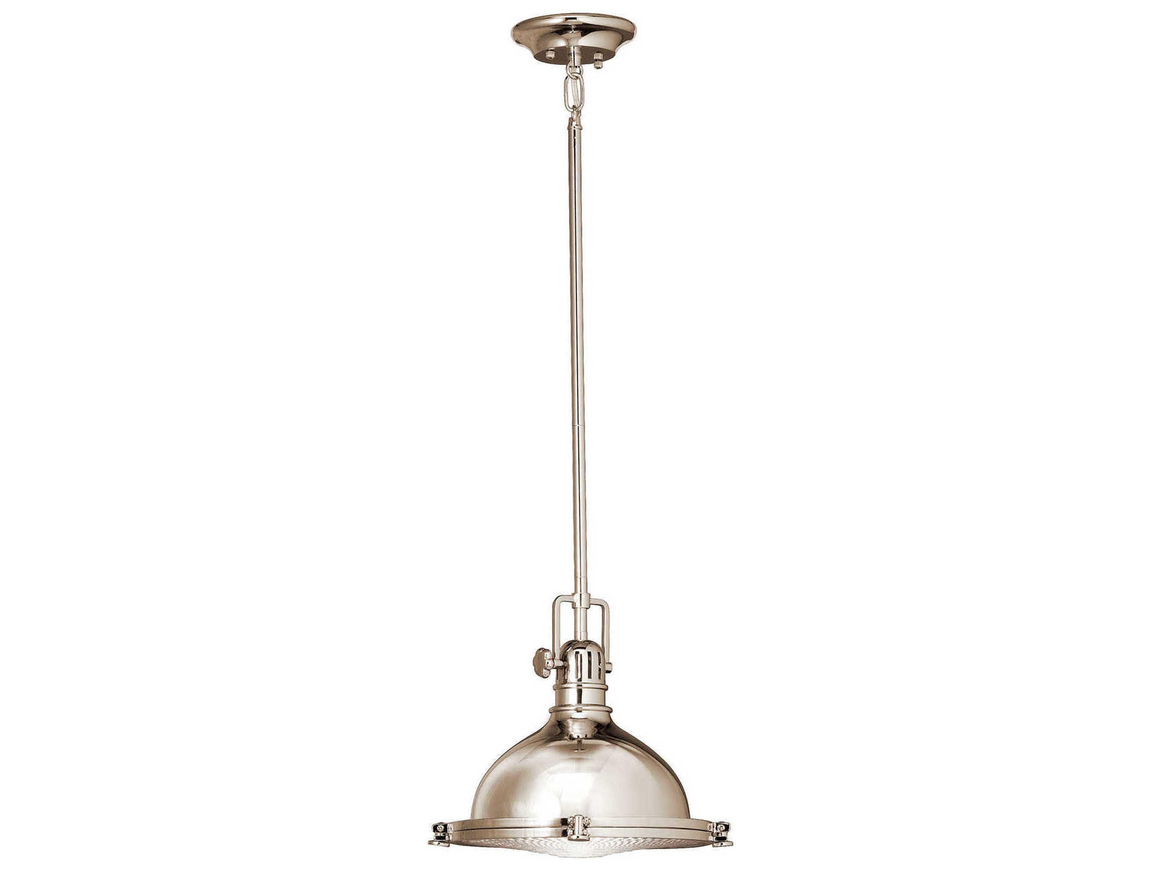 Hatteras Bay 1-Light Polished Nickel Glass Round Mini Pendant