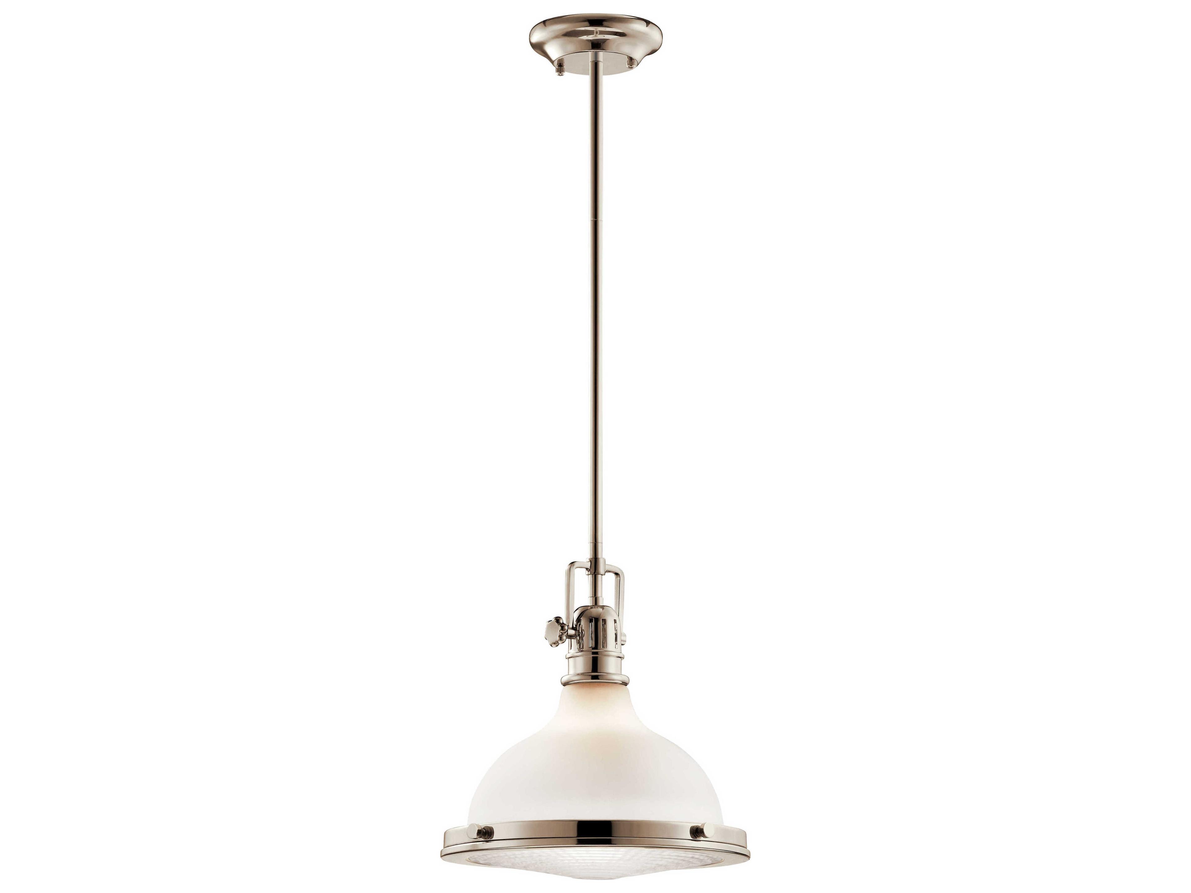 Hatteras Bay 1-Light Polished Nickel Glass Round Mini Pendant