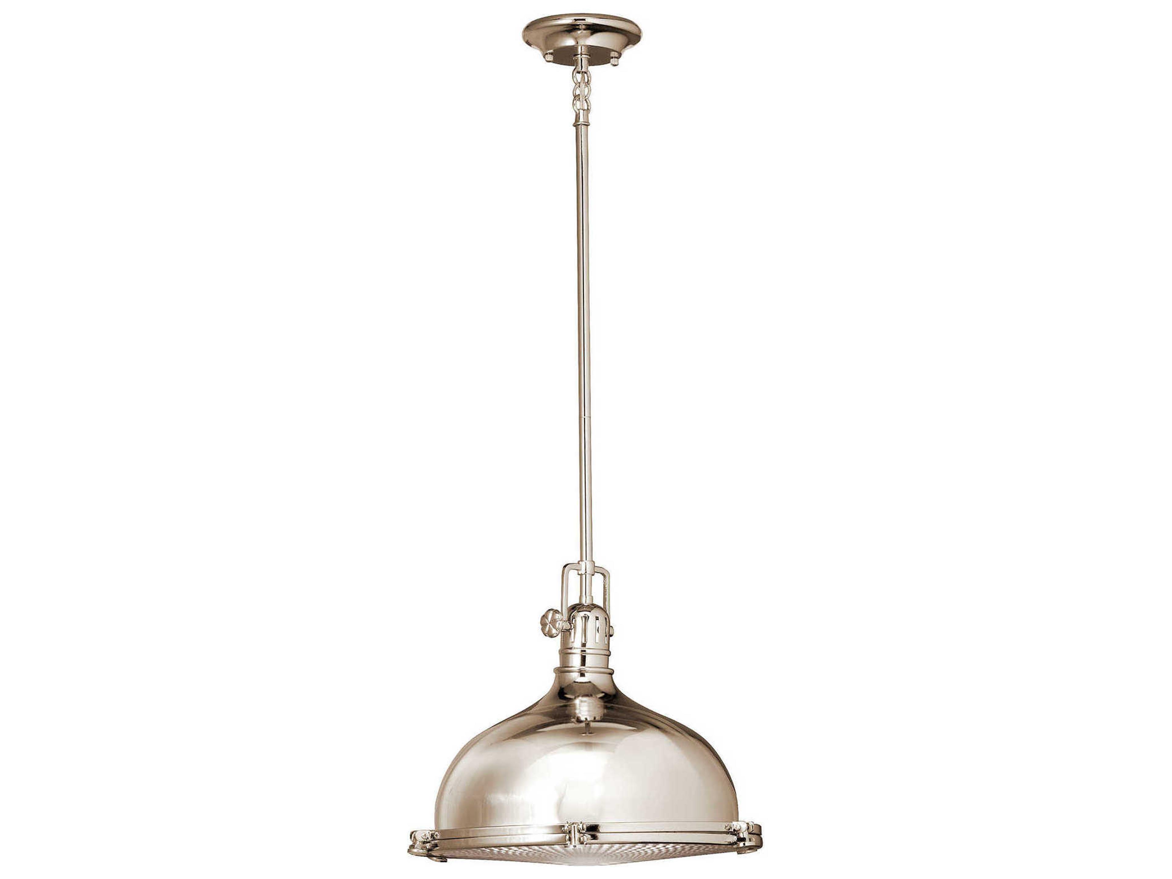Hatteras Bay 1-Light Polished Nickel Glass Round Pendant