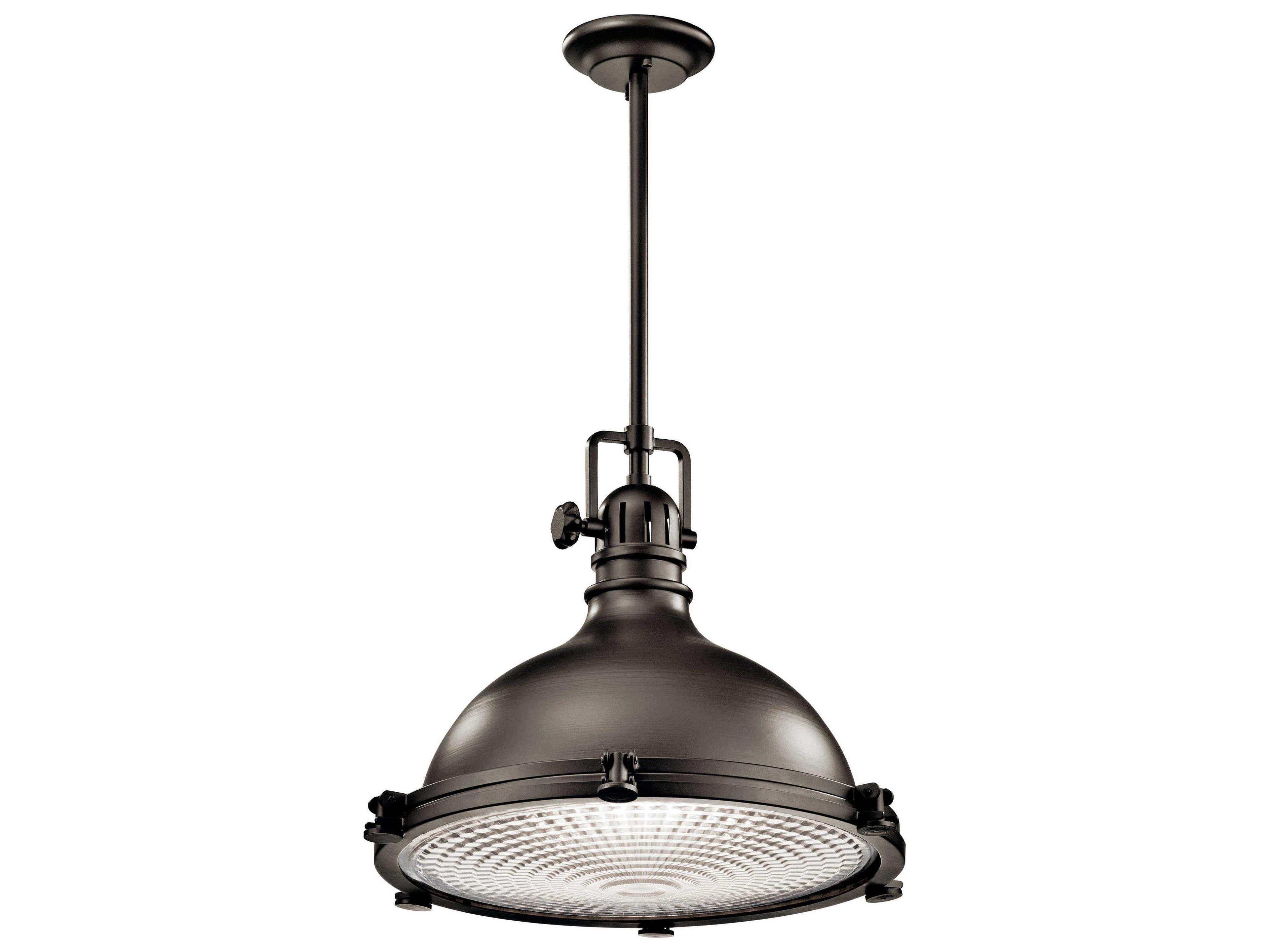 Hatteras Bay 1-Light Olde Bronze Glass Geometric Round Pendant