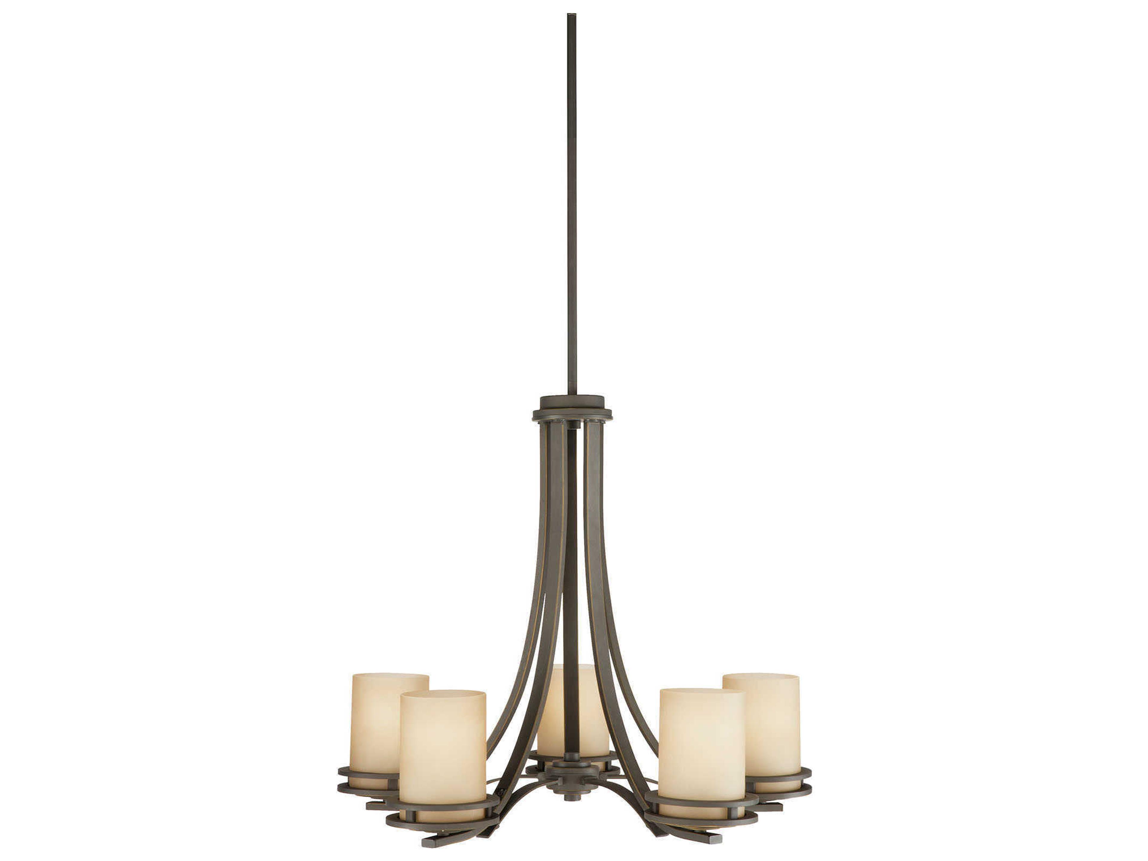 Hendrik 5-Light Olde Bronze Glass Cylinder Chandelier