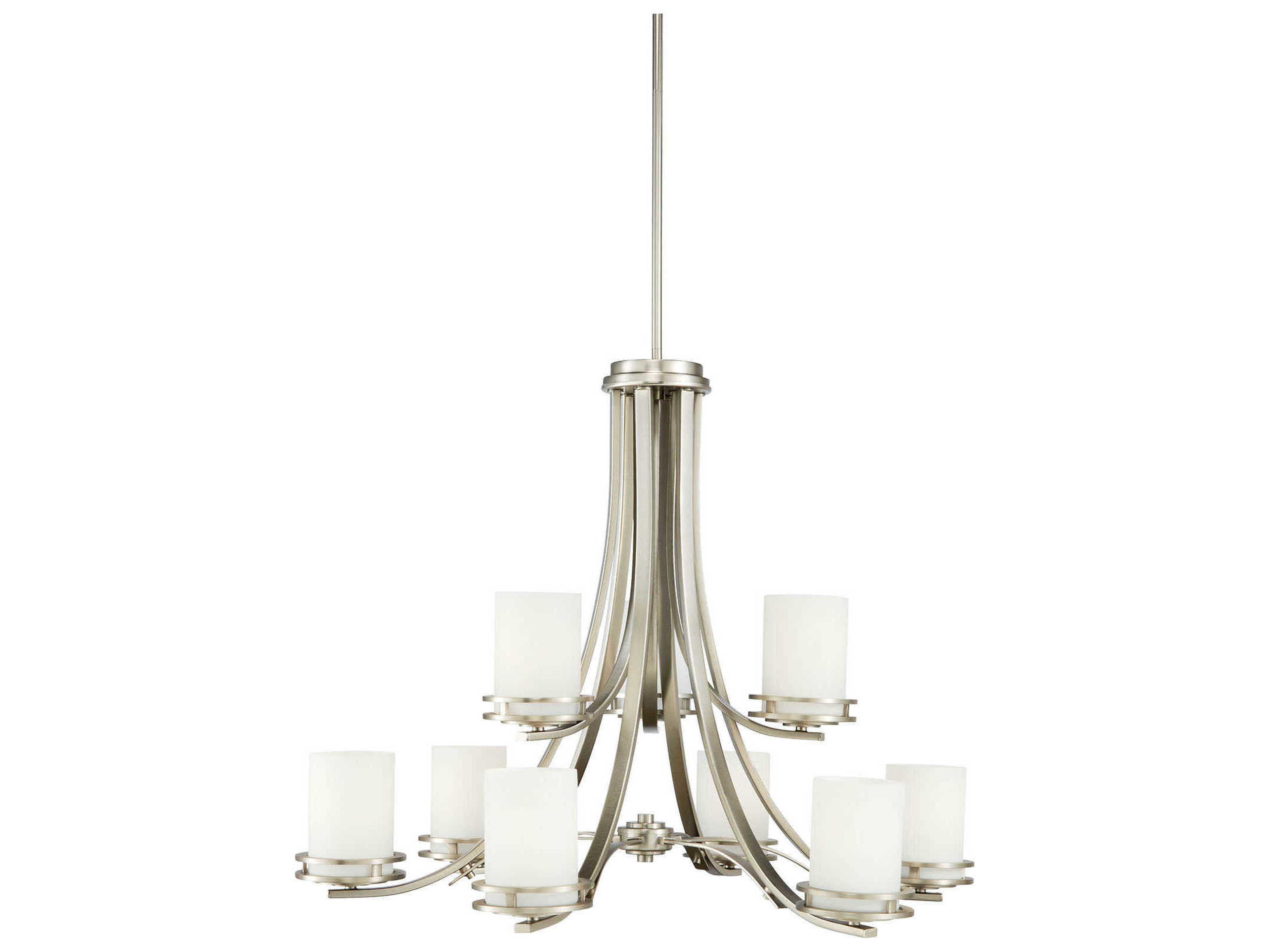 Hendrik 9-Light Brushed Nickel Glass Cylinder Chandelier