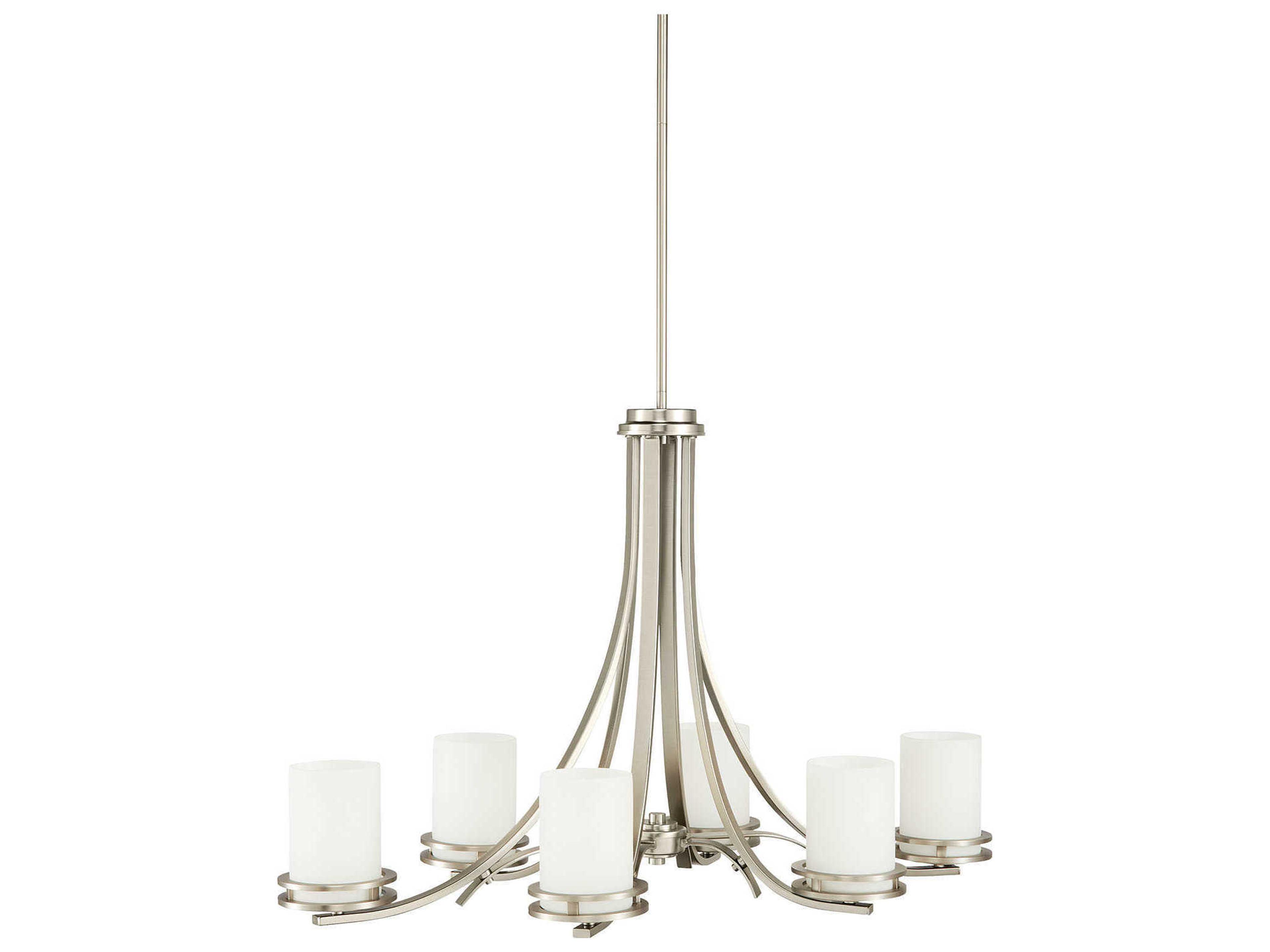 Hendrik 6-Light Brushed Nickel Glass Cylinder Island Pendant