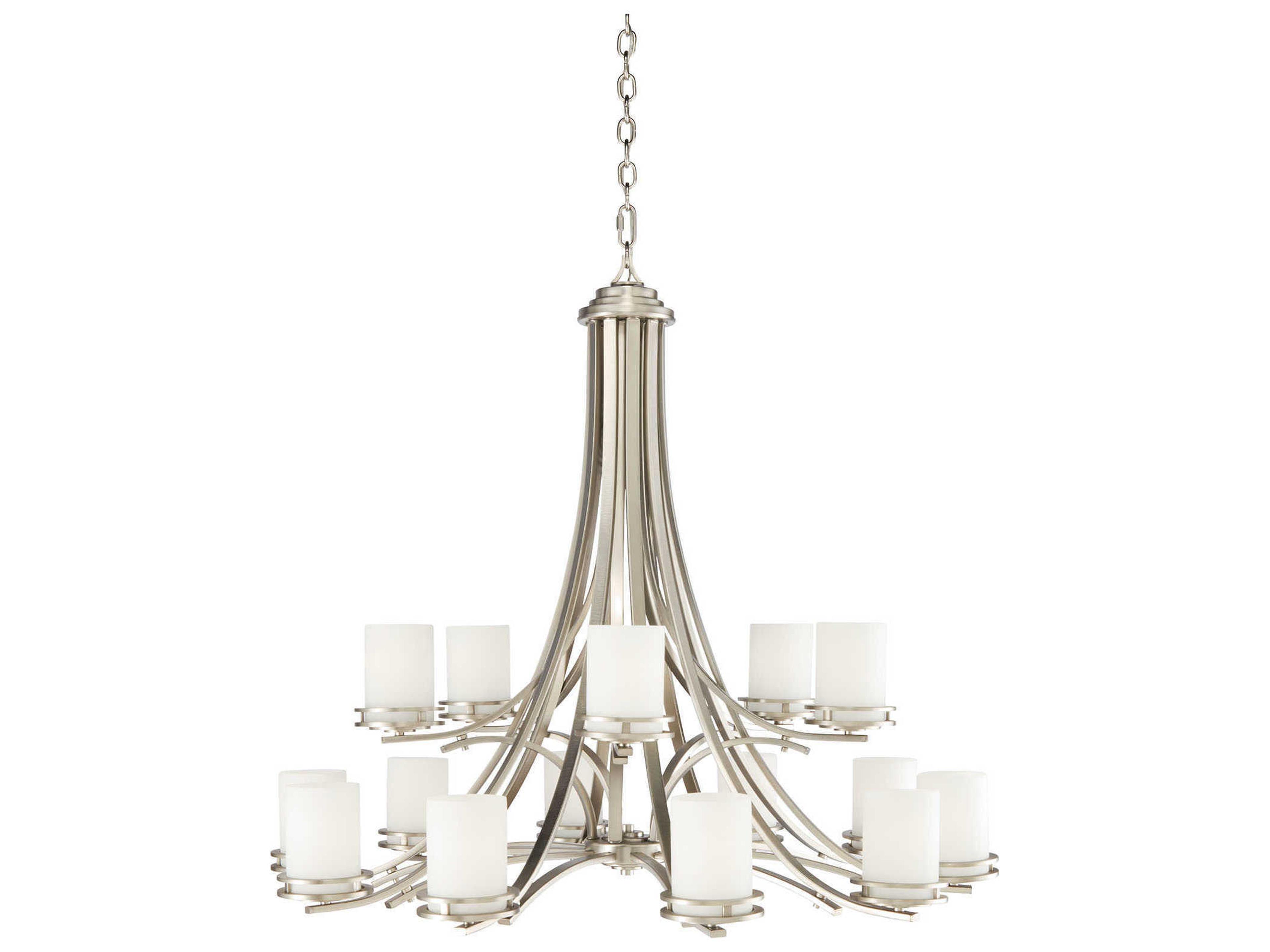 Hendrik 15-Light Brushed Nickel Glass Cylinder Chandelier