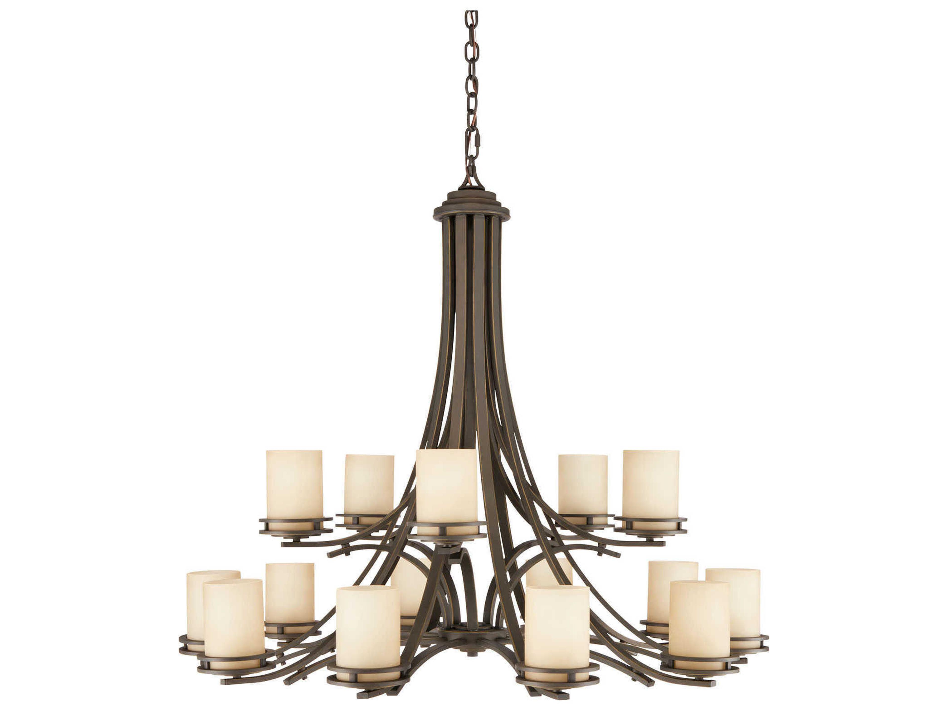 Hendrik 15-Light Olde Bronze Glass Cylinder Chandelier