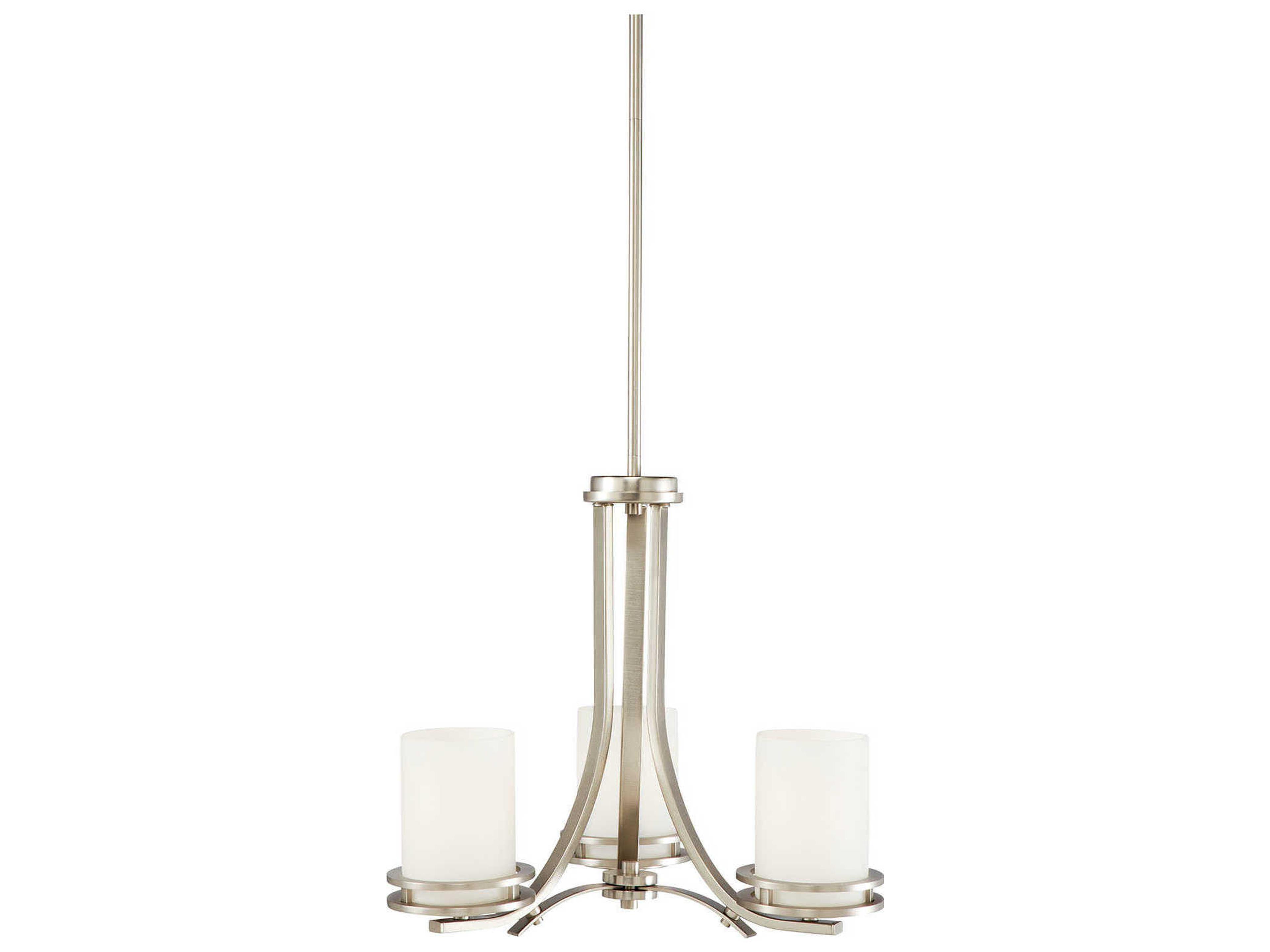 Hendrik 3-Light Brushed Nickel Glass Cylinder Chandelier