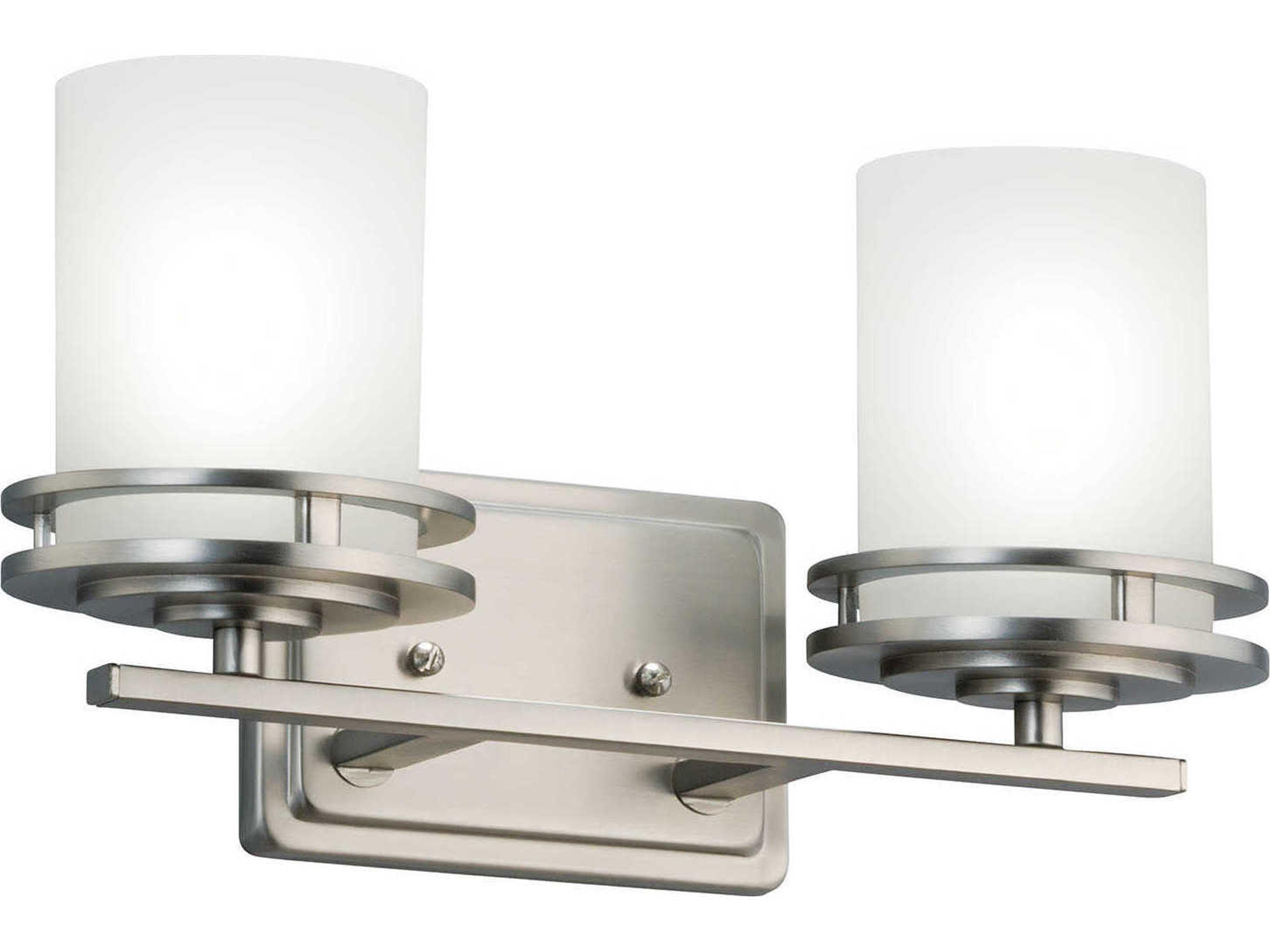 Hendrik 2-Light Brushed Nickel Glass Vanity Light