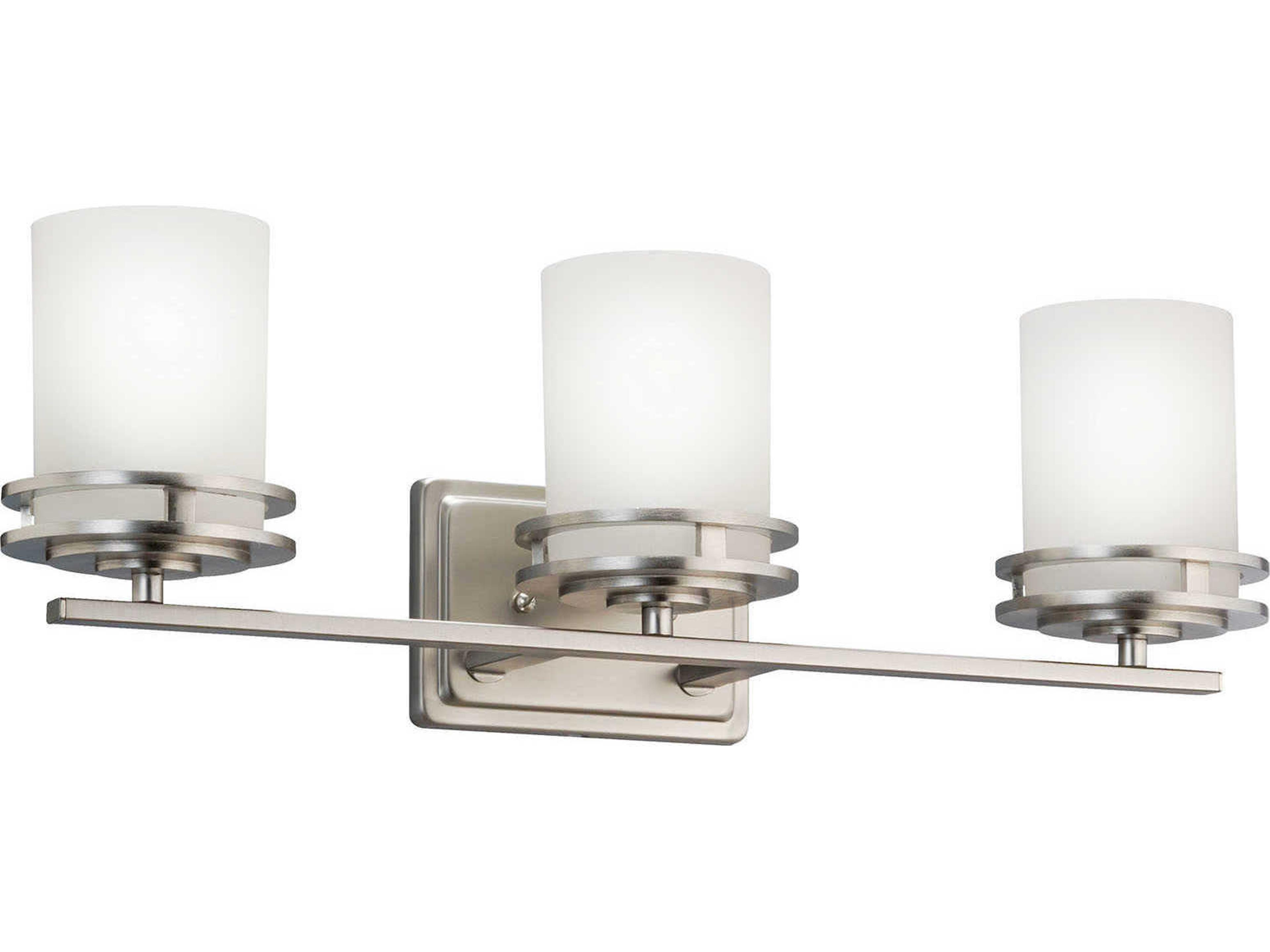 Hendrik 3-Light Brushed Nickel Glass Vanity Light