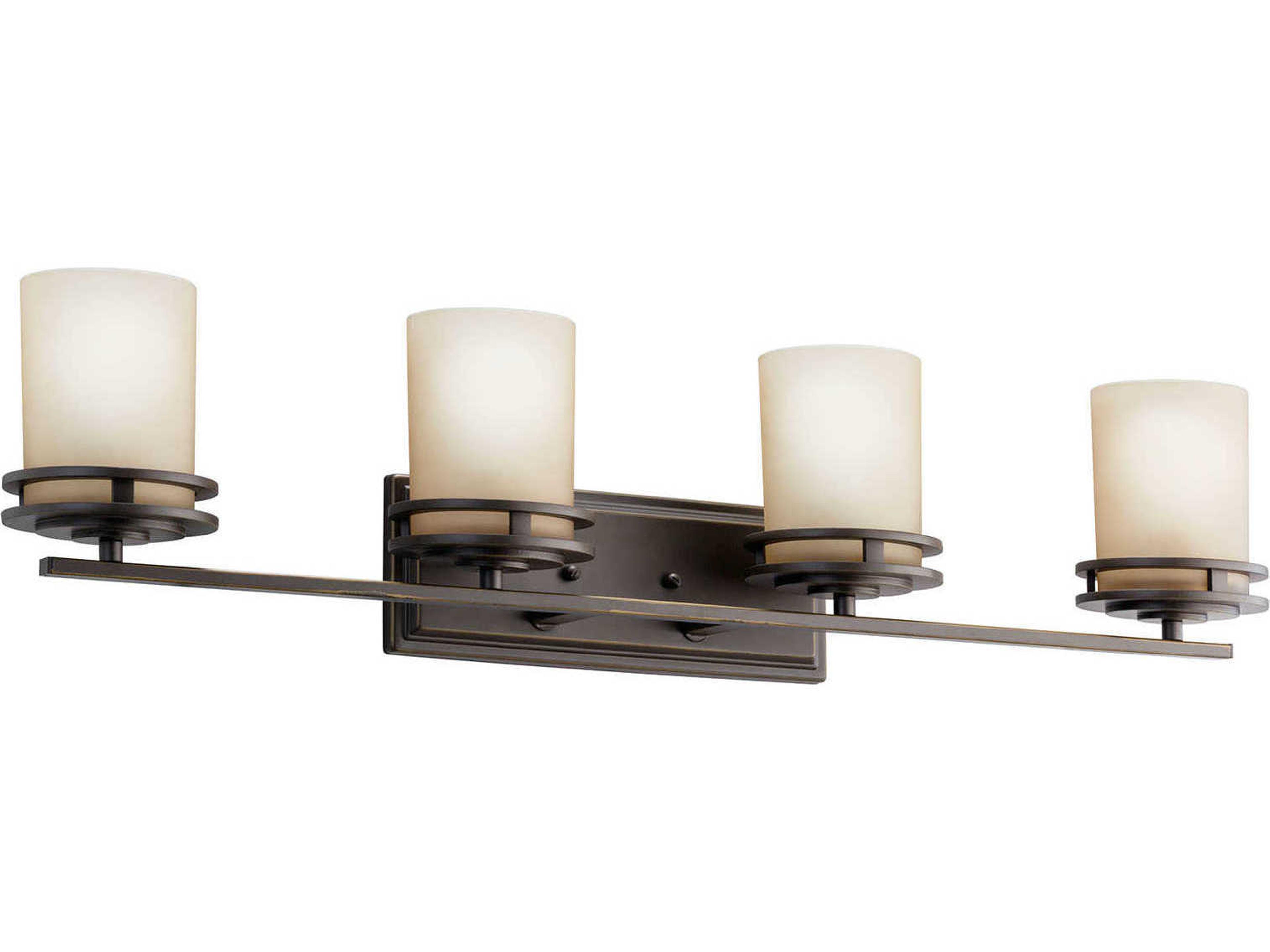 Hendrik 4-Light Olde Bronze Glass Vanity Light