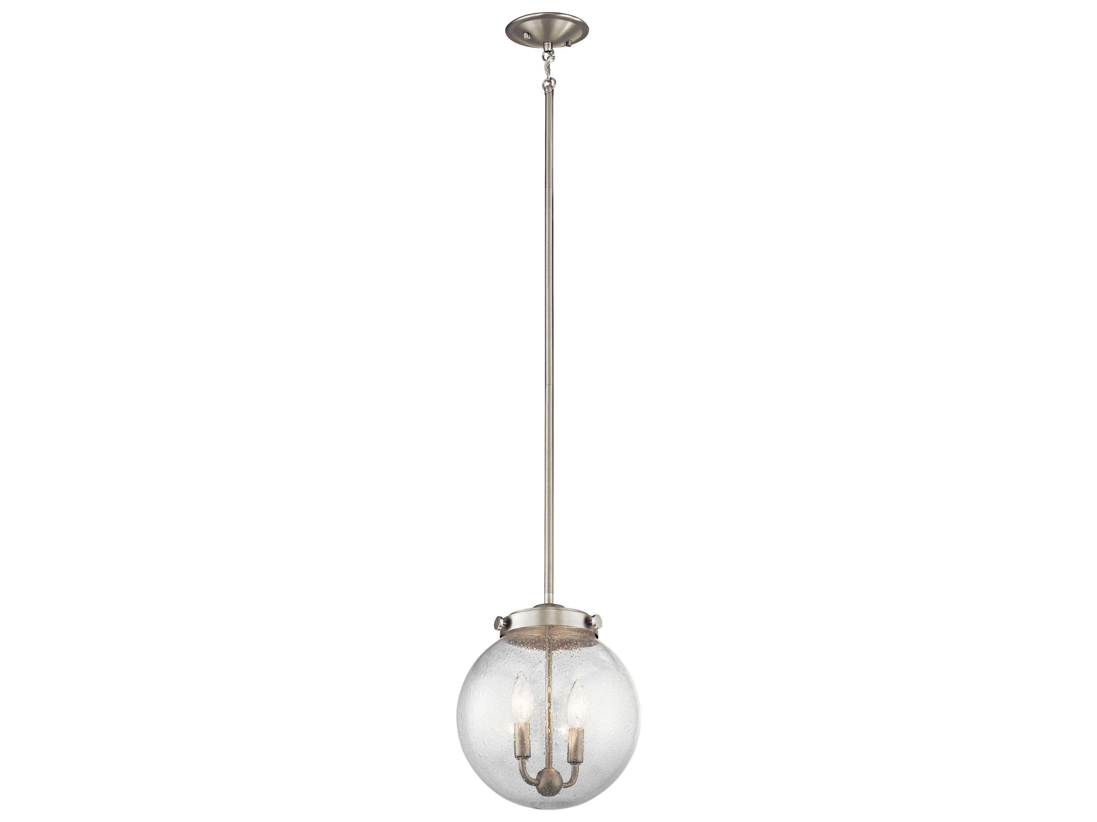 Holbrook 2-Light Brushed Nickel Glass Globe Mini Pendant