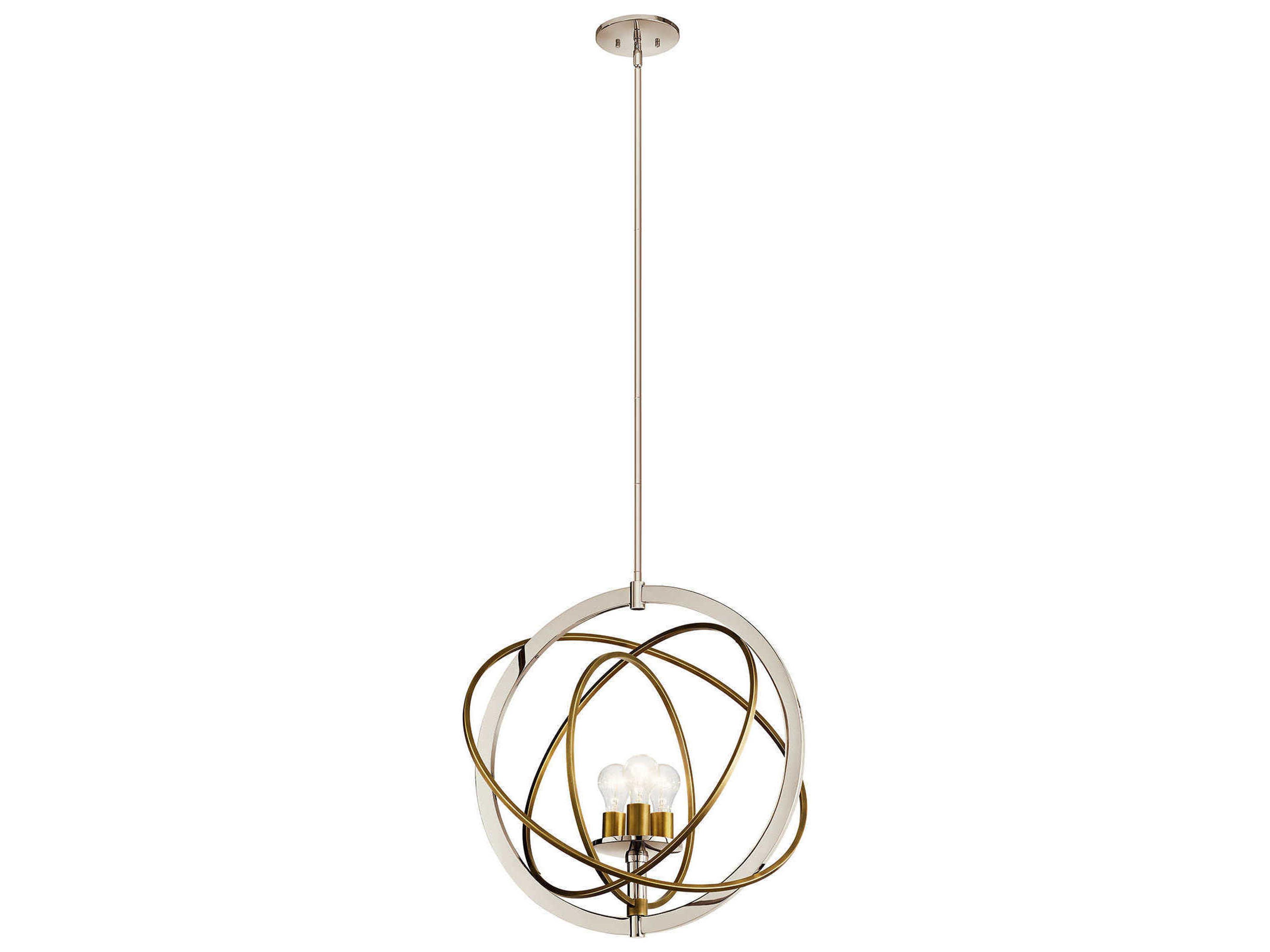 Ibis 3-Light Polished Nickel Geometric Round Pendant