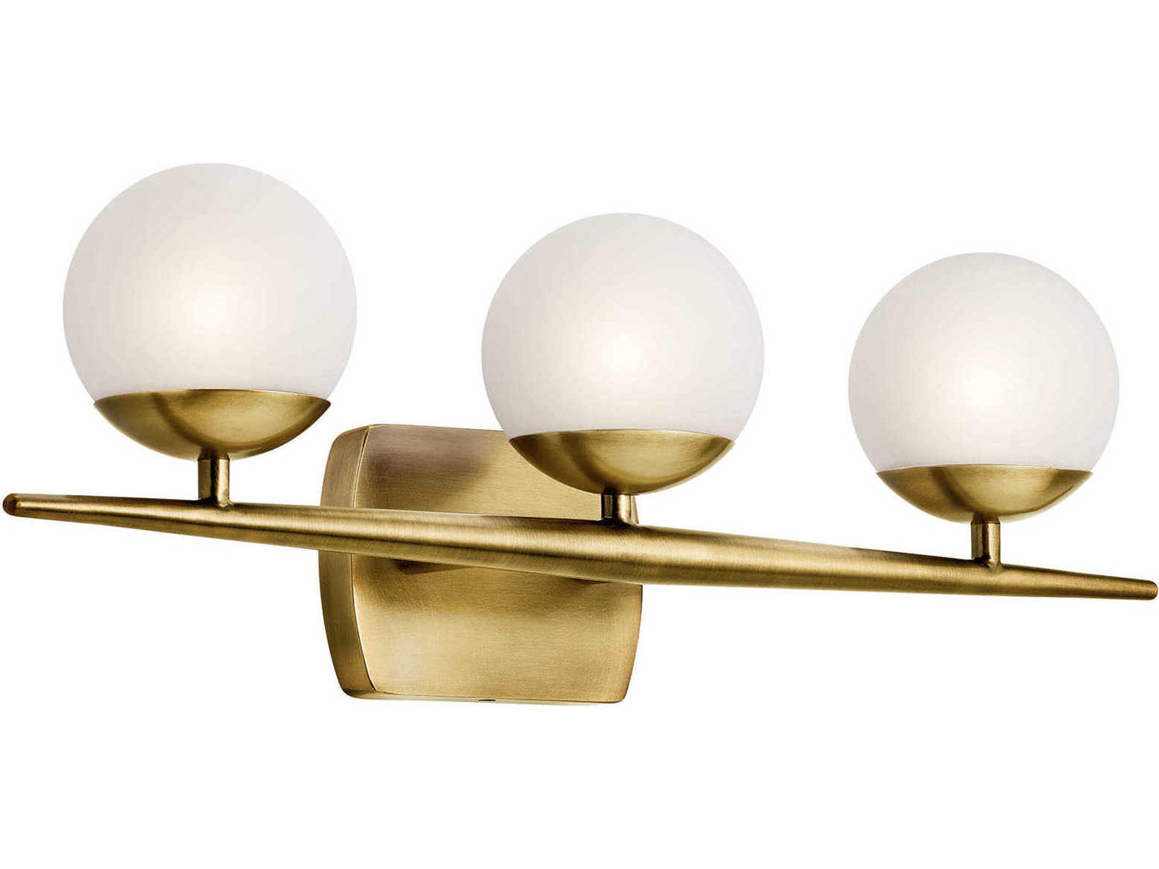 Jasper 3-Light Natural Brass Glass Vanity Light