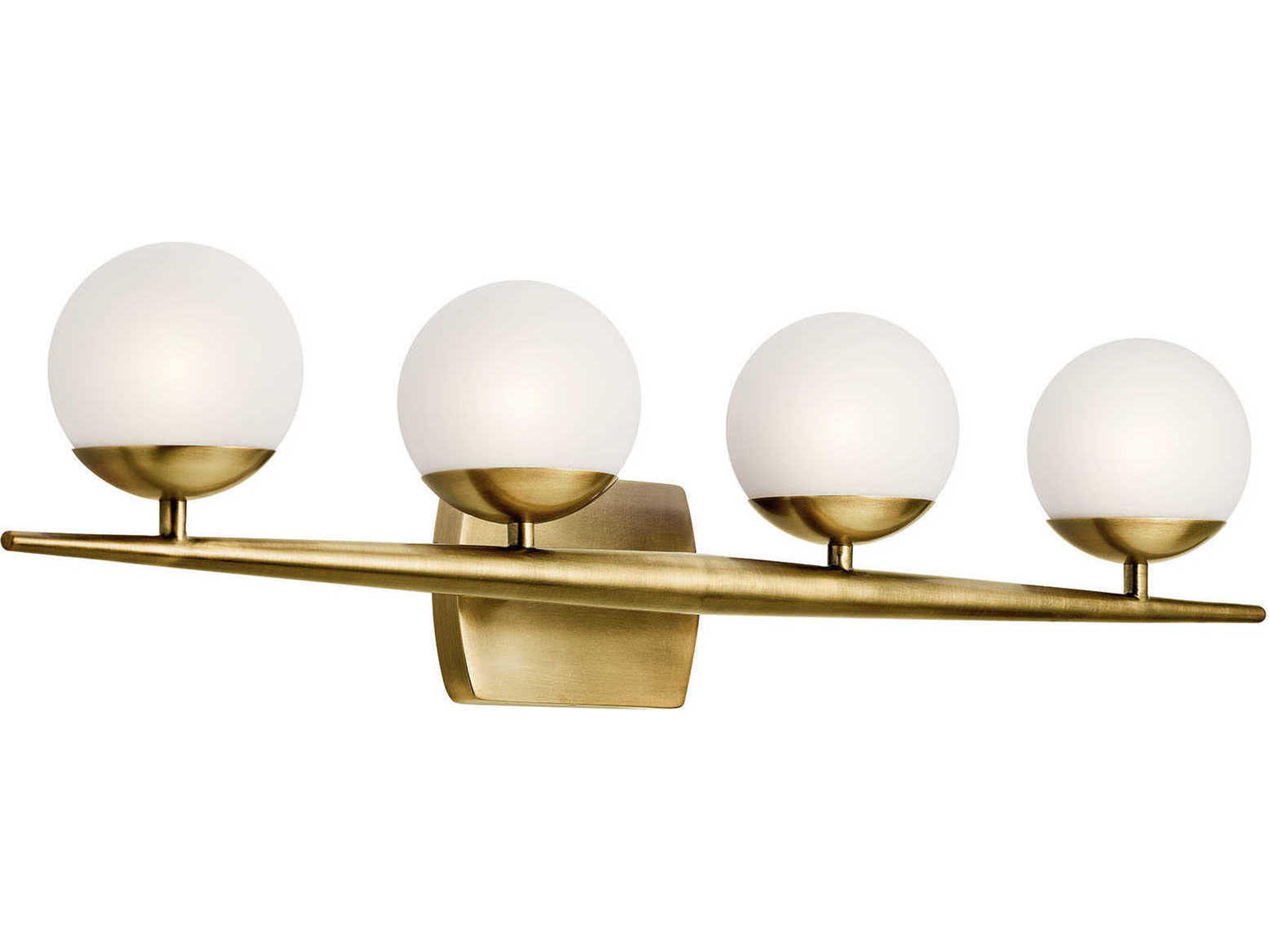 Jasper 4-Light Natural Brass Glass Vanity Light